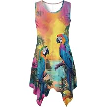 Binienty Womens Sleeveless Dress Pockets Beach Swing Hankerchief Hem Sundress Loose Vacation Outfit S-5XL
