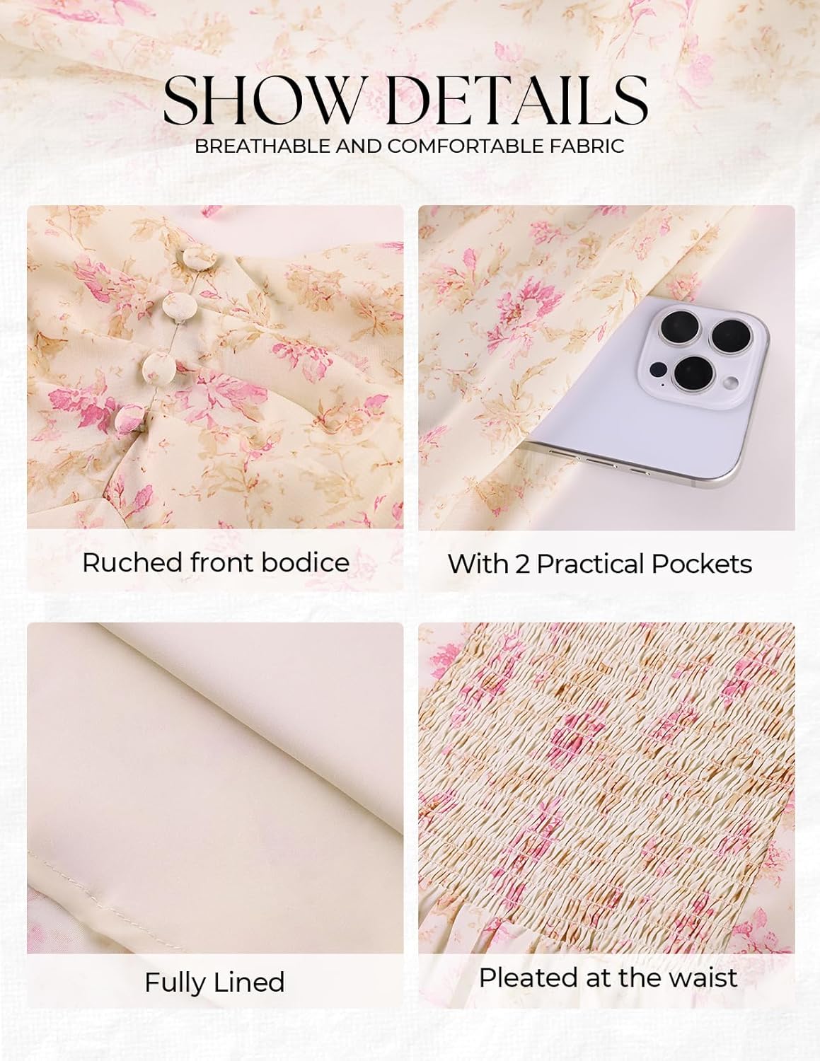 Belle Poque Women's Sweatheart Neck Ruffle Cap Sleeve Floral Dress 2026 Summer Ruched Midi Elegant Cocktail Party Dress - Image 4