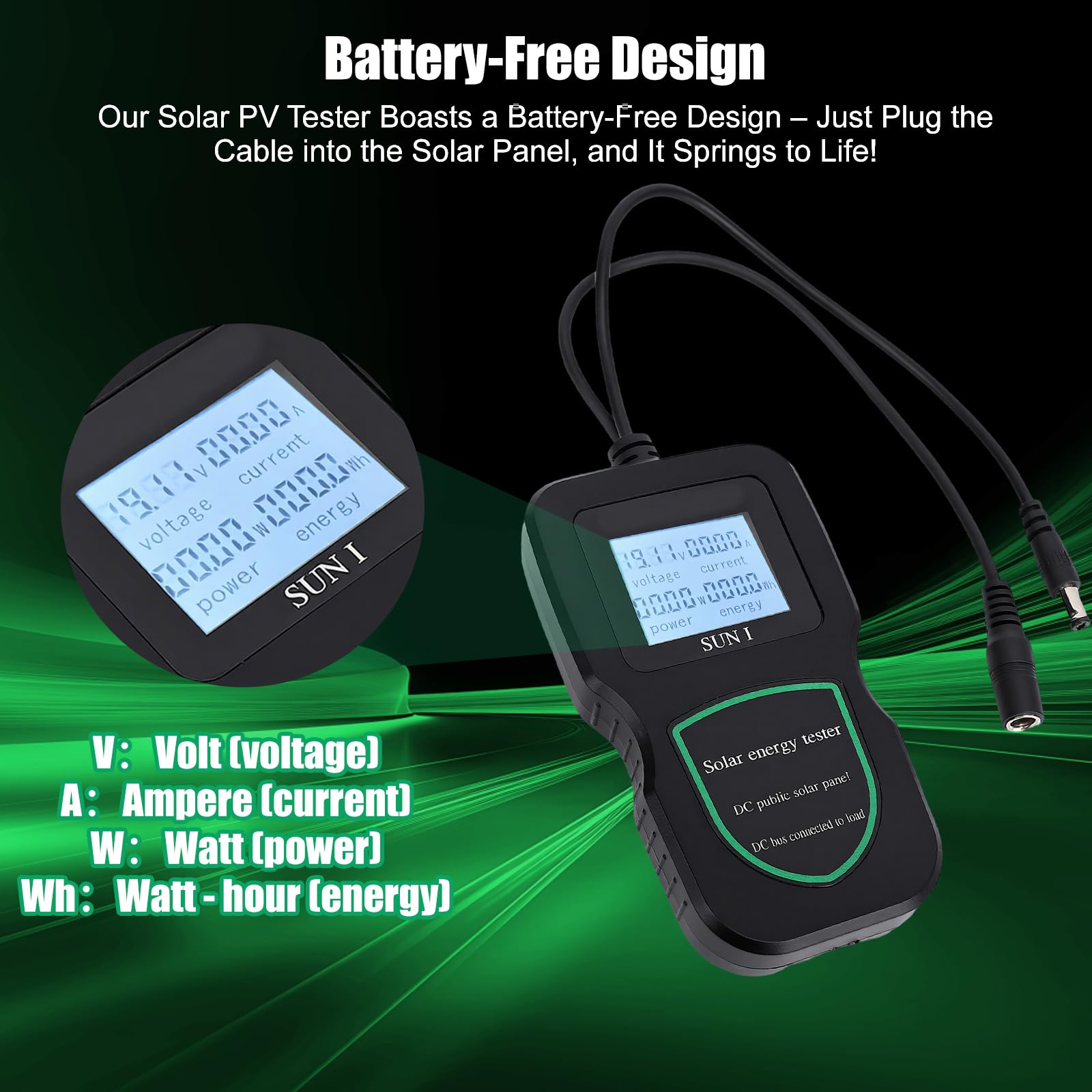 Tester per pannello solare fotovoltaico, multimetro per pannello solare, IP67 impermeabile, 500w, display LCD, dati in tempo reale, aggiornamento Mppt, tester per l'installazione e la manutenzione di