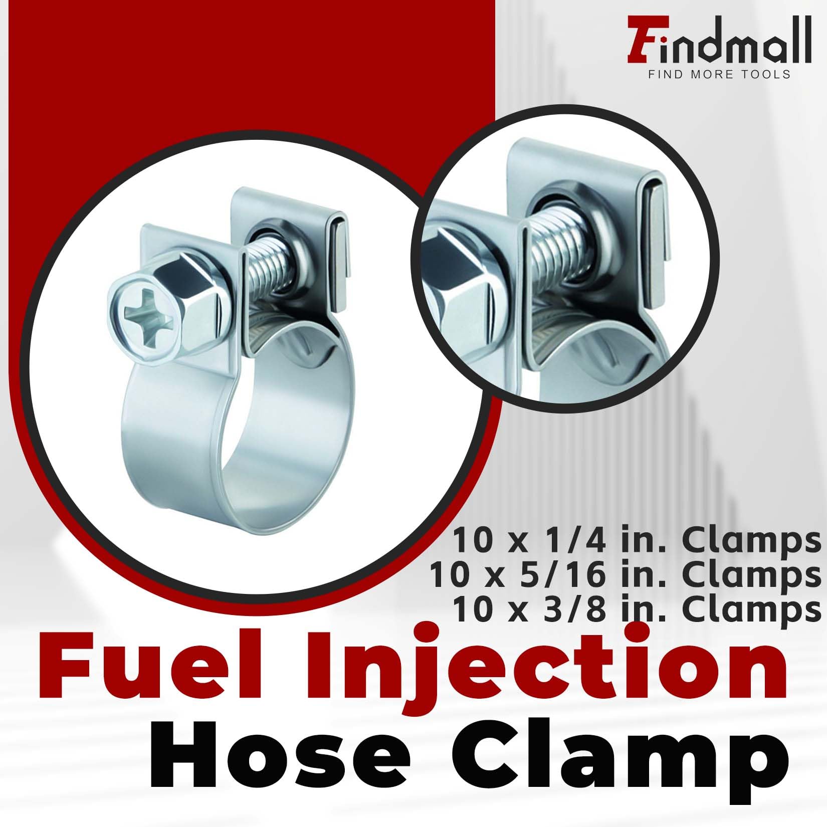 Fuel Injection Hose Clamp Set Findmall 30-Piece Stainless Steel - 1/4 ...