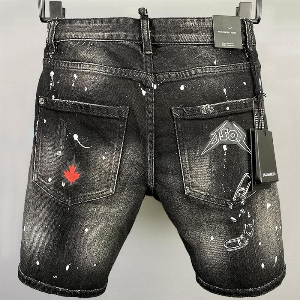 Amazon.com: Men's Denim Shorts,Hole Patch,Broken Ink Paint