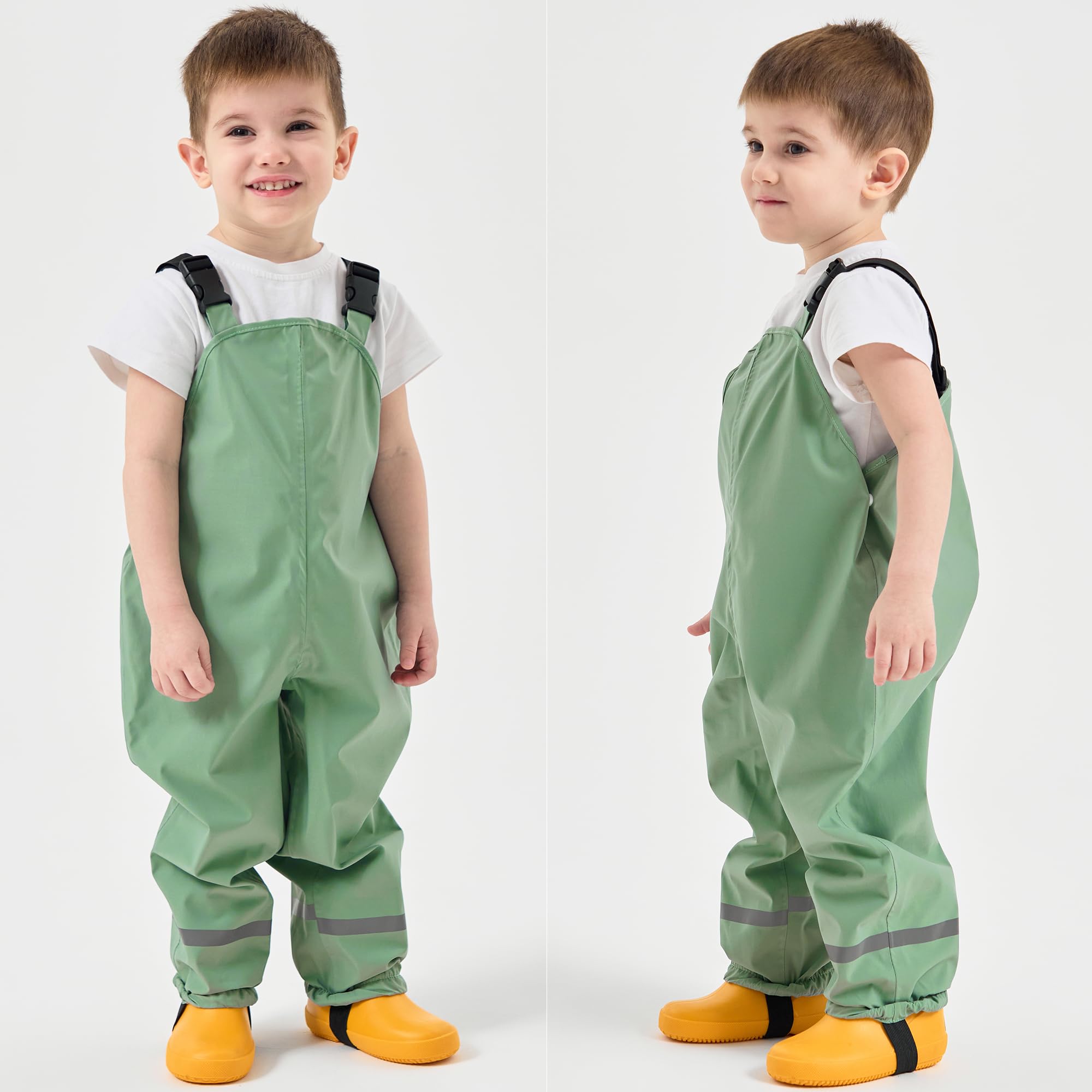 Fewlby Pantalon Imperméable Enfant, Pantalon de Pluie Salopette Filles Garçons Combinaison de Pluie Réutilisable Vêtements de Pluie