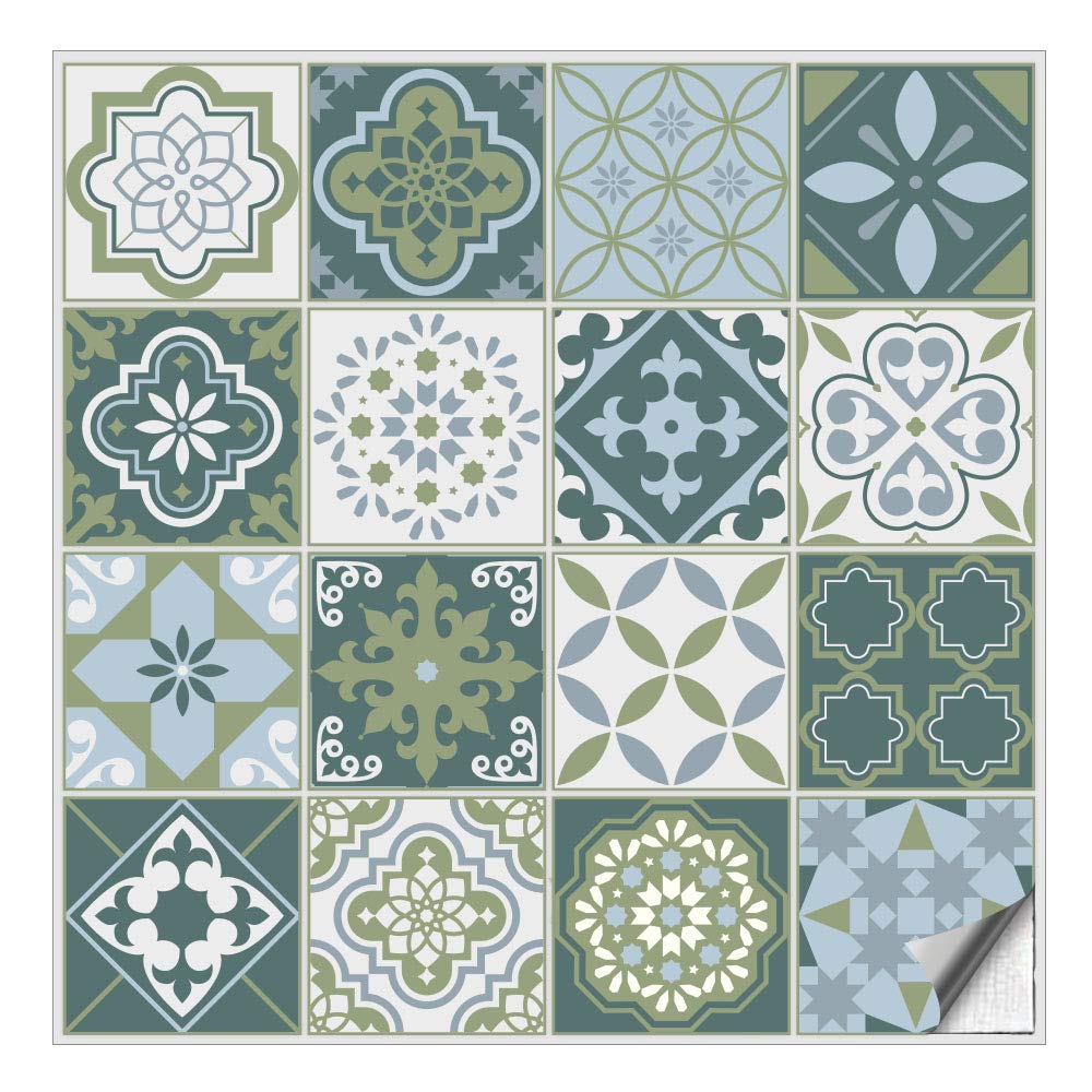 kiwi star - Tile Stickers - tile pattern - Sticker tiles - adhesive tiles - tile foil Tile Stickers - Glue over the wall tiles 33 x 33 cm 16 pieces in a set