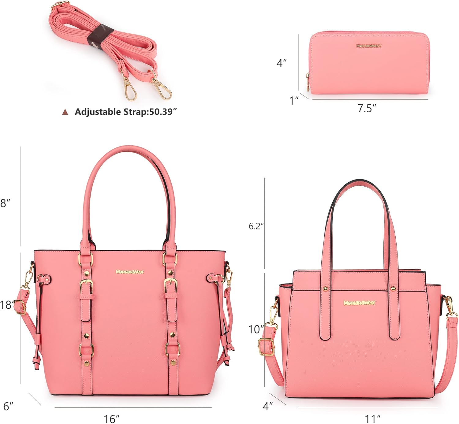 Montana West 3PCS Purses for Women Tote Bag and Wallet Set Shoulder Satchel Handbags - Image 5