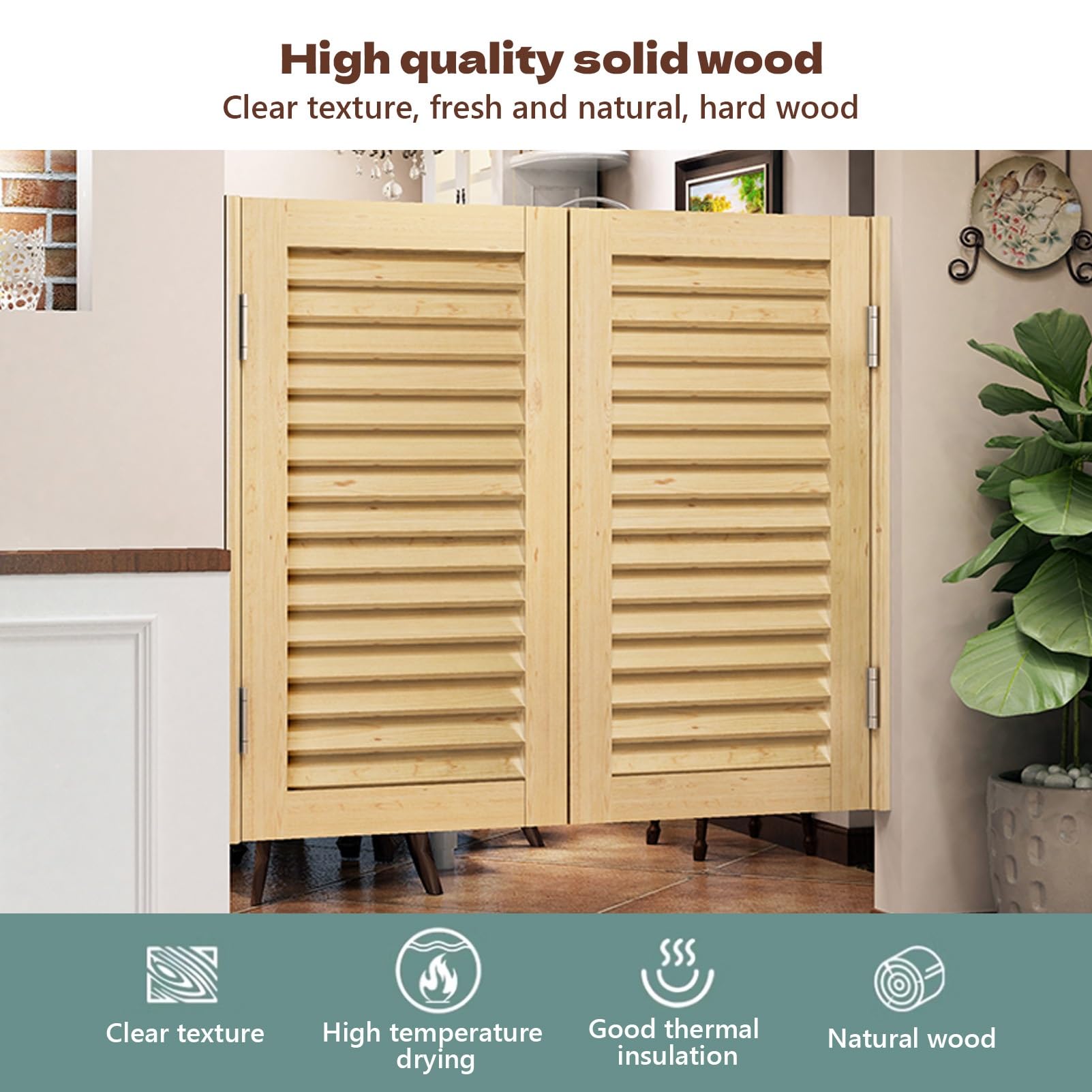 Porta Saloon Legno Cucina Ristorante Partizione Moderno Porte A Battente con cerniere in metallo Porte oscillanti Chiusura automatica per scale da cucina Negozio Bar(Bianco,90x90cm(35.4x35.4in)
