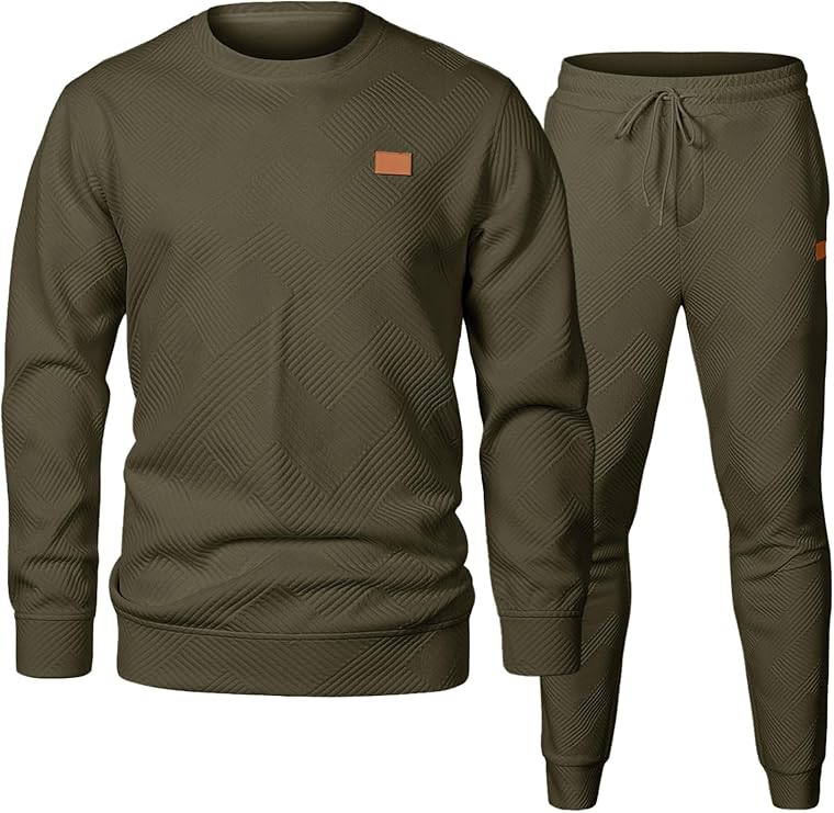 JMIERR Men's 2 Piece Outfits Knit Jacquard Pullover Sweatshirt Tracksuit & Joggers Sweatpants Sweatsuit Sets with Pockets