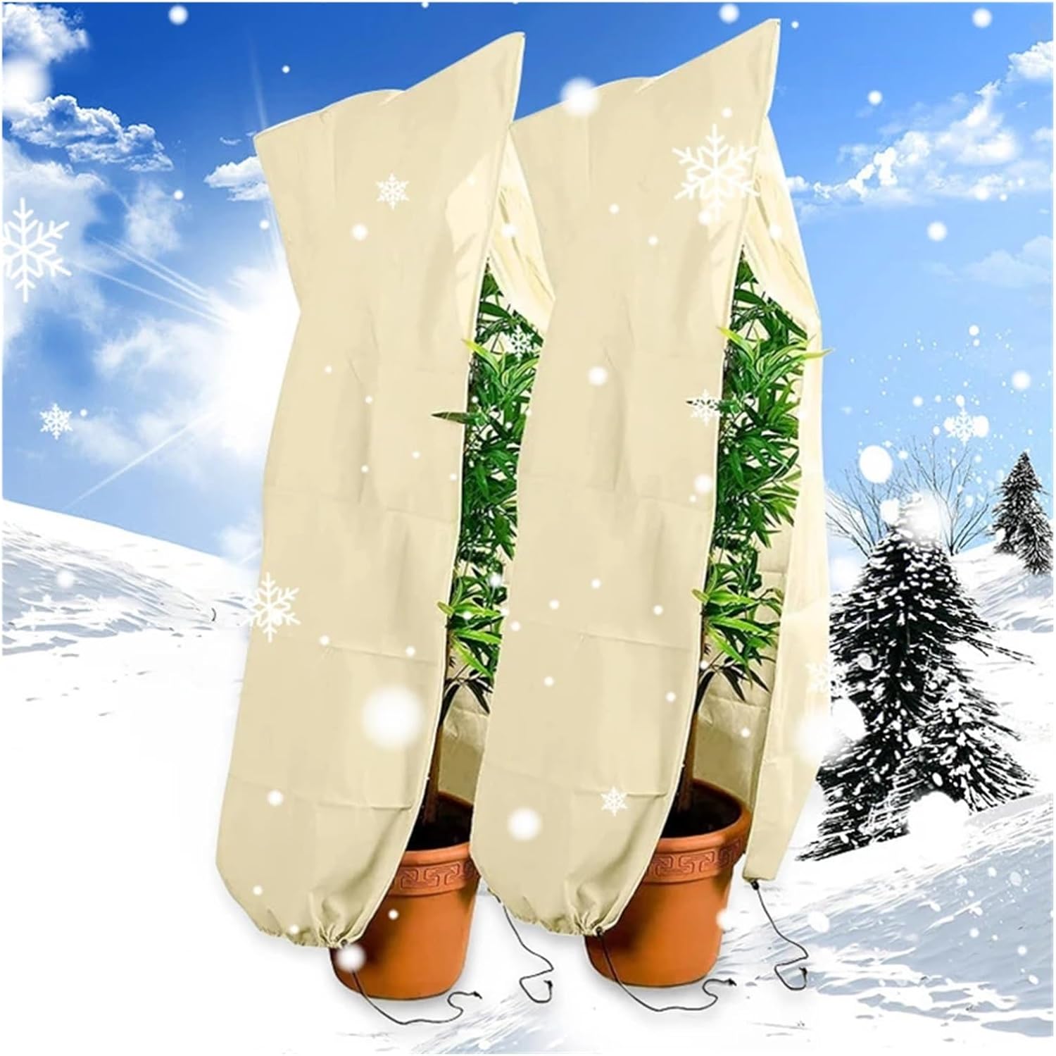 Plant Covers Freeze Protection, Winter Cold Weather Frost Blankets, Frost Protection Cloth(White,60x80cm)