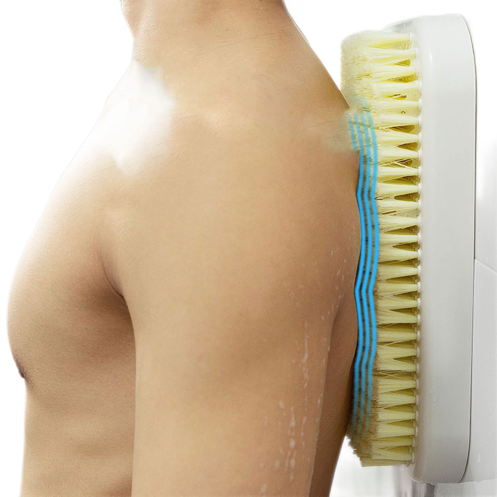 Limpiador de espalda montado en la pared para ducha, cepillo corporal exfoliante, arandela trasera de silicona manos libres para limpieza profunda y masaje, adecuado para hombres y mujeres