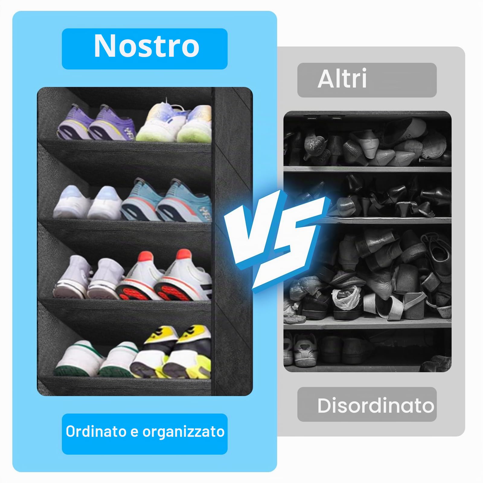 Scarpiera porta, scarpiera da appendere, organizer per scarpe, porta con 6 tasche profonde, adatta a 12 paia di scarpe (nero)