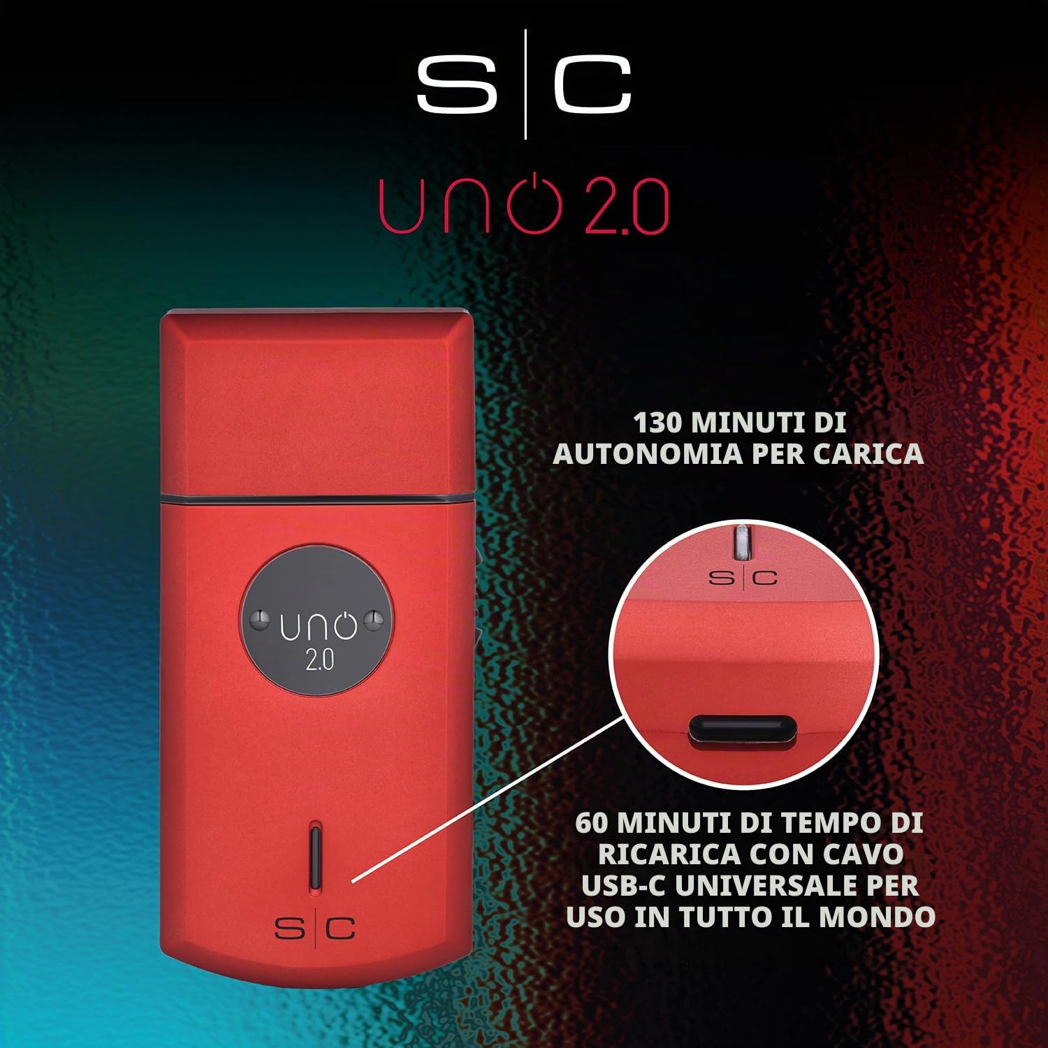 Rasoio Elettrico Barba e Capelli Stylecraft Uno 2.0 by Gamma Più, Senza Fili, Autonomia 130 Minuti, Da Viaggio Compatto e Portatile 90gr, Ergonomico, 9.000 RPM, Ricaricabile con USB Tipo-C