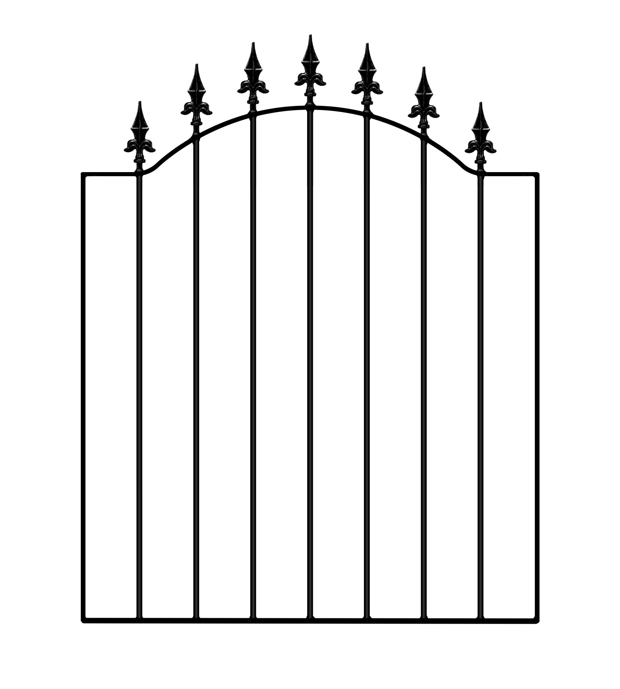 Saxon Spear Top Low Bow Metal Garden Gates Galvanised Wrought Iron Style Pedestrian Swing Gate (955mm Gap x 1076mm High WASC)
