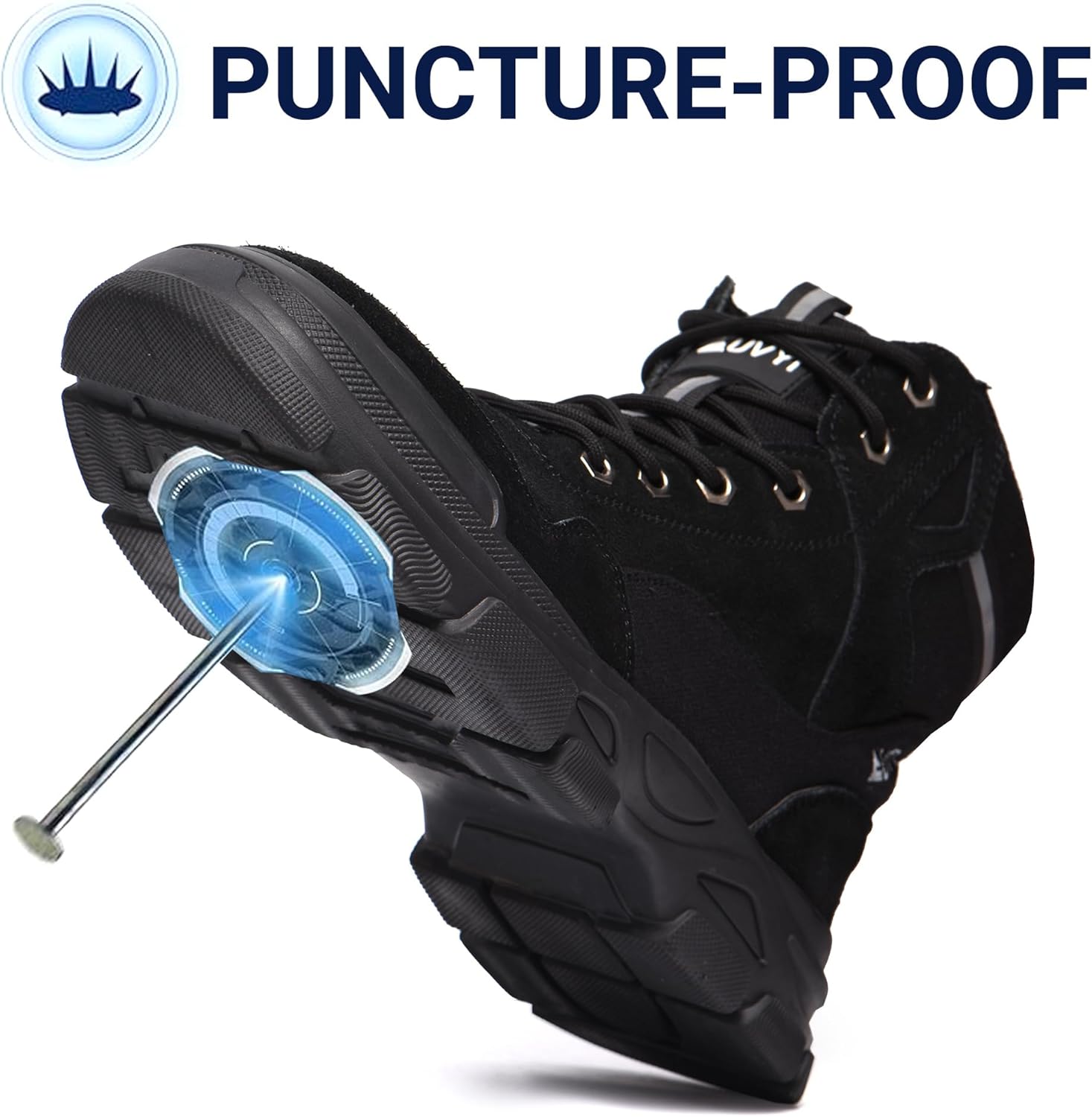 Steel Toe Work Boots for Men - Wide Toe Suede Leather Lightweight Safety Shoes, Slip Resistant Rubber Sole Welding Work Shoes for Construction & Warehouse - Image 5