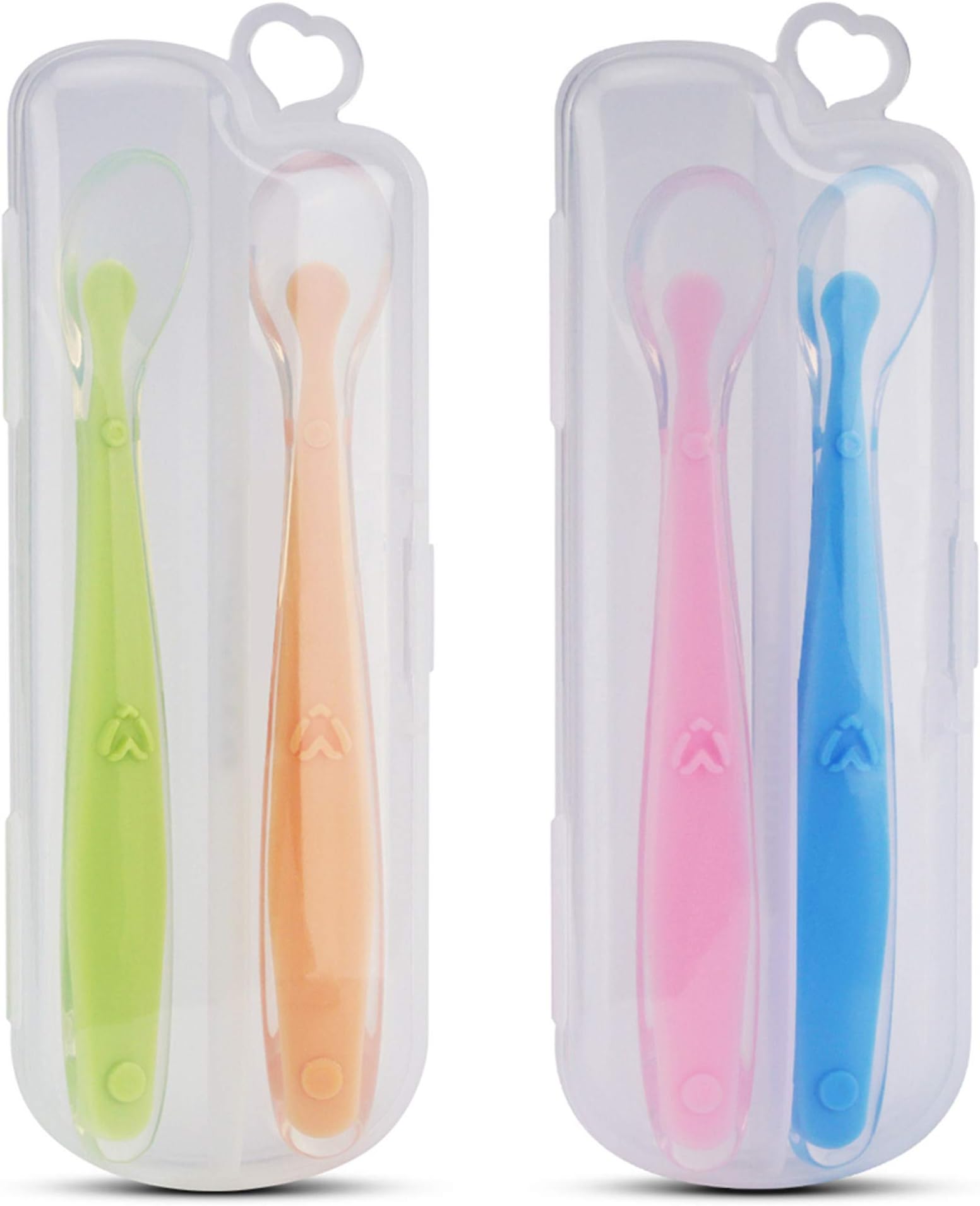 4 Pack Baby Spoons BPA Free Kirecoo Soft-Tip First Stage Silicone Feeding Spoons with Travel case for Infant Baby, Best Infant Gift Set