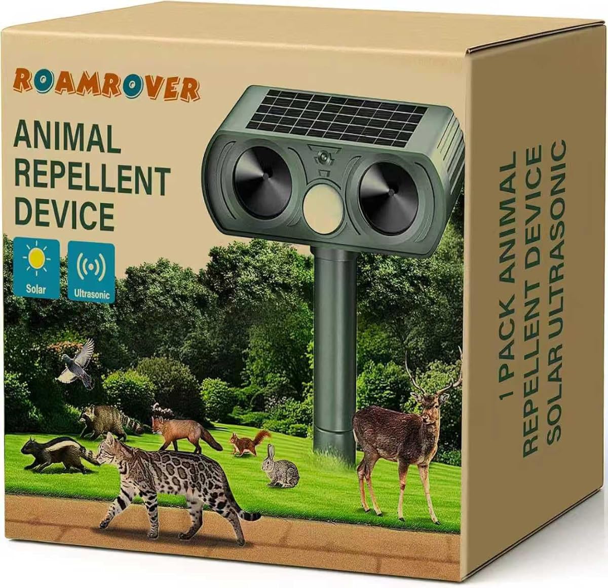 1 Pack Cat Repellent for Gardens UK, Cat Scarers for Gardens, Solar Cat Repellent Ultrasonic with Motion Detection Waterproof, Suitable for Repelling Cats, Foxes, Squirrels, Pigeons, Rodents(1)