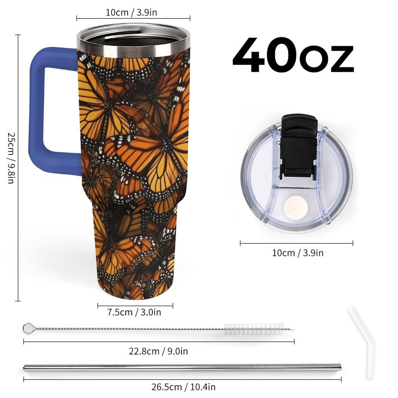 Autobecher aus 304 Edelstahl, 1,2 l, mit Strohhalm und auslaufsicherem Deckel, großes Fassungsvermögen, vakuumisolierter Reisebecher für Auto-Becherhalter