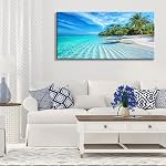 Tropical Ocean Stretched Canvas Wall Art for Living Room Bedroom Home, Island Beach Scenery Picture Print Painting, Beautiful Seascape Decor Artwork Gallery Wrapped Gift, Inner Frame (20x40 Inches)