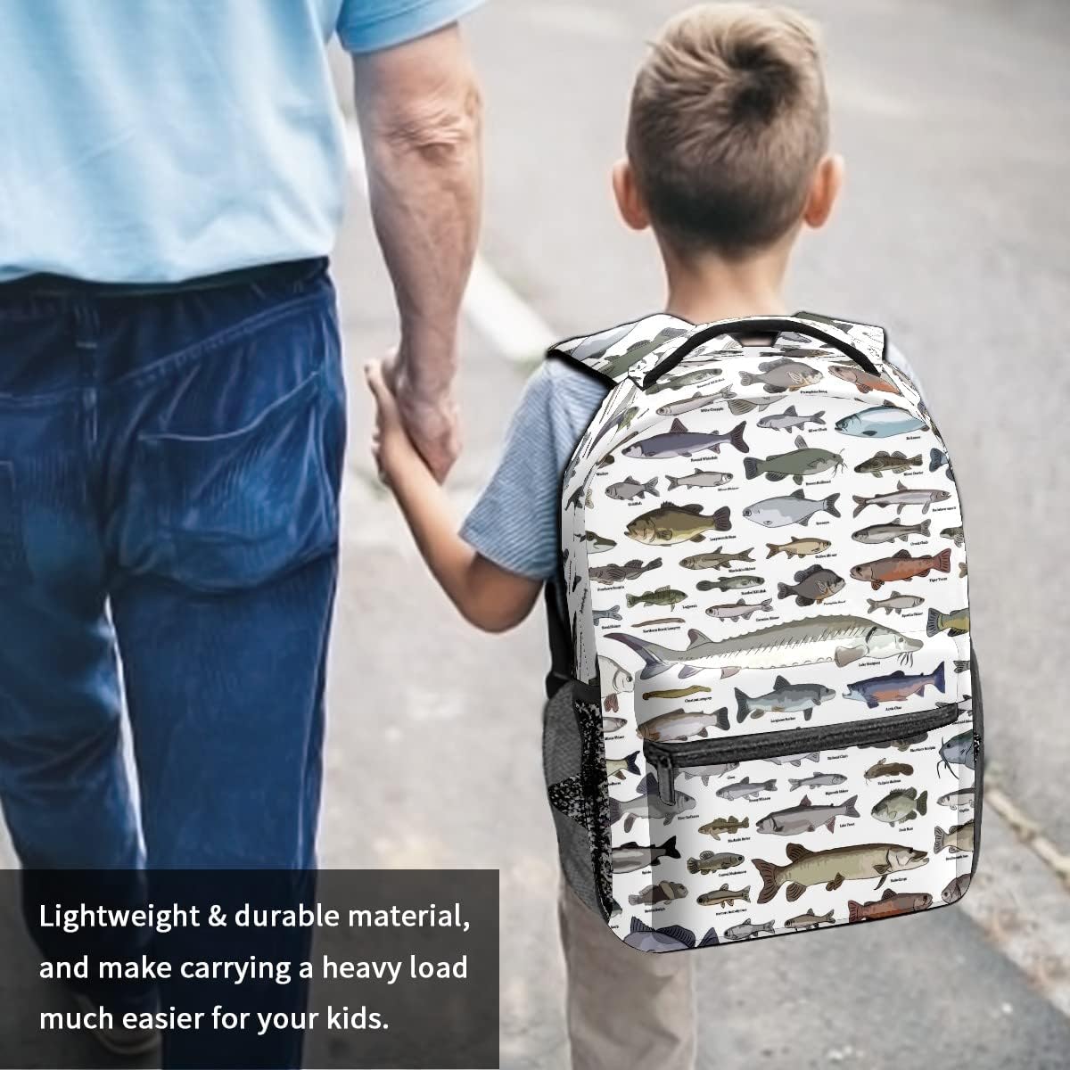 School Bag Girls Boys Backpack Frenshwater Fish Sorts Student Shoulder Book Bag Boy Girl Lightweight Durable Middle Elementary College Bags Satchel Travel Bag Hiking Camping Daypack