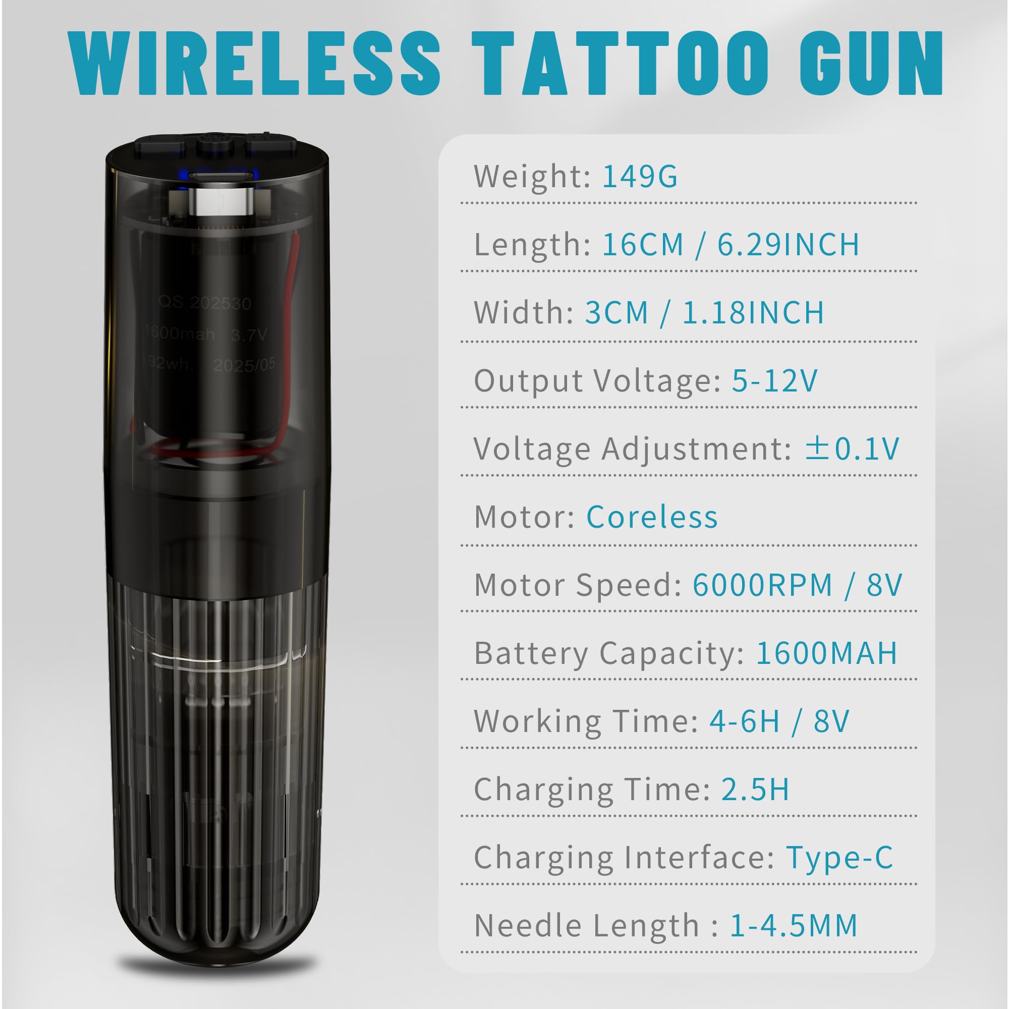 Amazon | Tuffking ワイヤレス タトゥーマシン 完全タトゥーガンキット