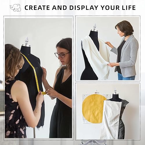 Miniatura 5 de PDM WORLDWIDE Maniquí de costura de grado industrial, talla 6, forma de vestido profesional para diseño de ropa, maniquí de altura ajustable para