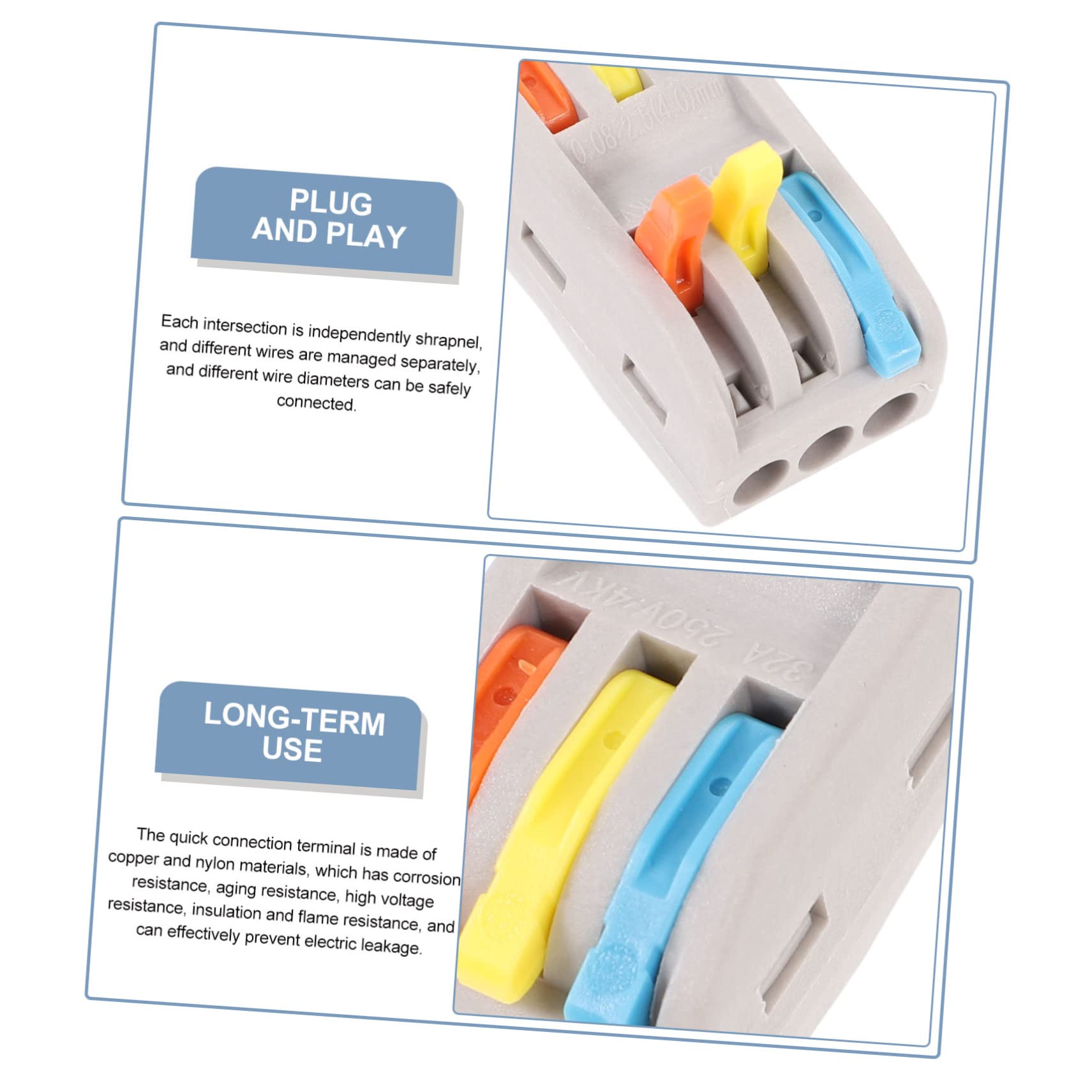 SOLUSTRE 30piezas Conectores De Terminales Eléctricos Bloque De Conector De Salidas Conectores De Cables Compactos De Leva Fácil Instalación y Conexiones Rápidas Para Proyectos De