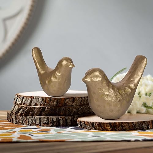 Miniatura 6 de Elegante estatua de pájaro de hierro fundido con revestimiento de latón vintage, figura de pájaro dorada para escritorio del hogar, sala de estar,