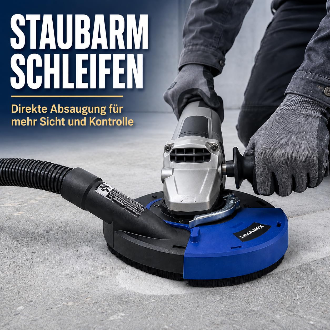 Absaughaube Winkelschleifer 230 mm 2x Diamantschleiftopf 180 mm Beton Stein
