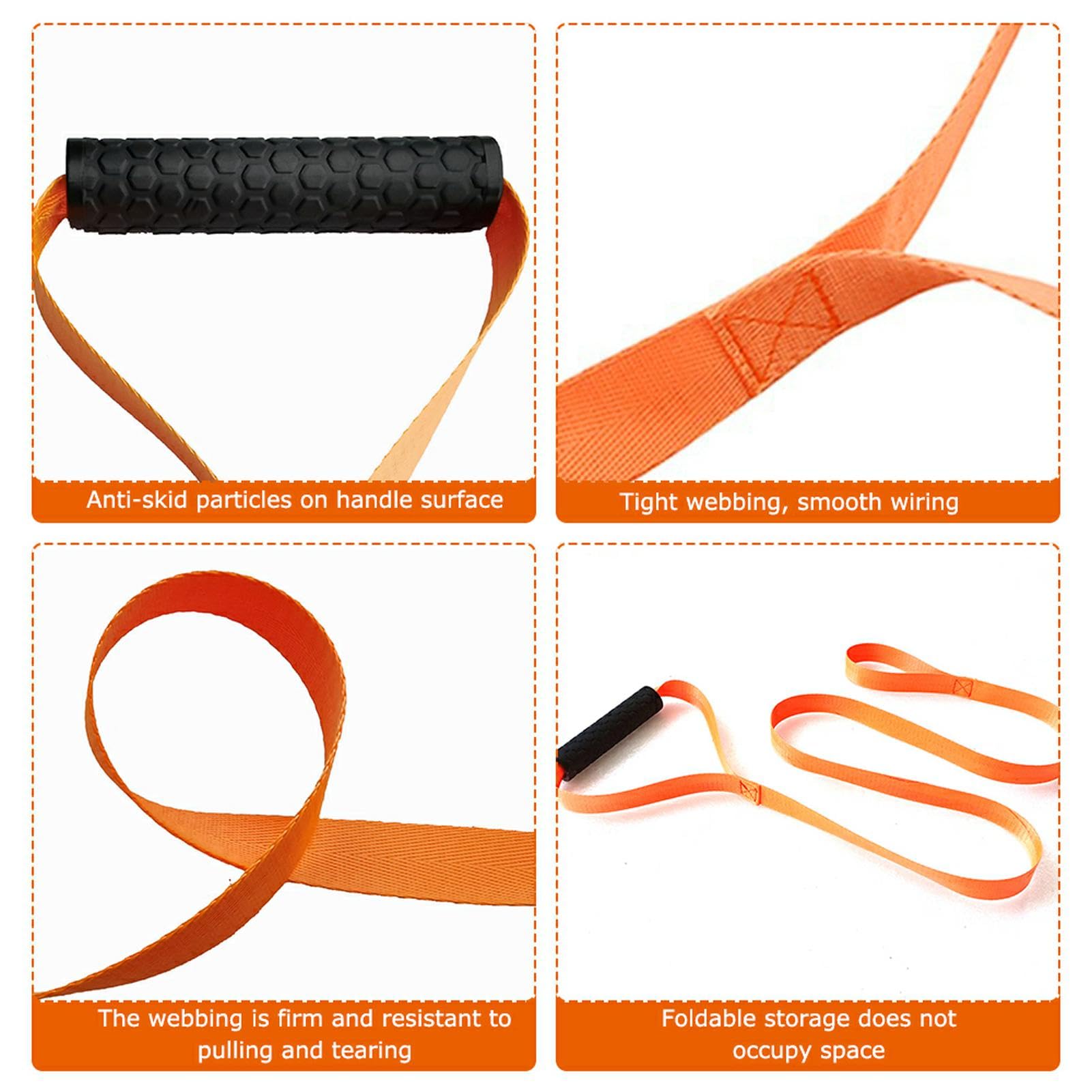 4 Pcs Sangle de Traînée de Cerf Orange,Deer Drag Corde De Traction pour Cerf,Corde de Traînée de Cerf,Sangle Harnais Cerf,Corde de Traction pour Cerf,Accessoires de Chasse avec Poignée