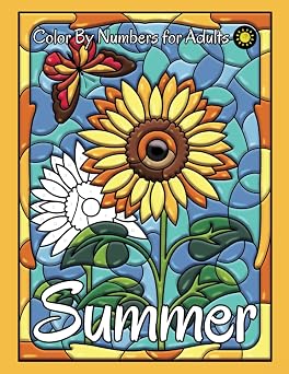 Summer Color by Numbers for Adults Stained Glass Color by Number Coloring Book Four Seasons Color By Number
