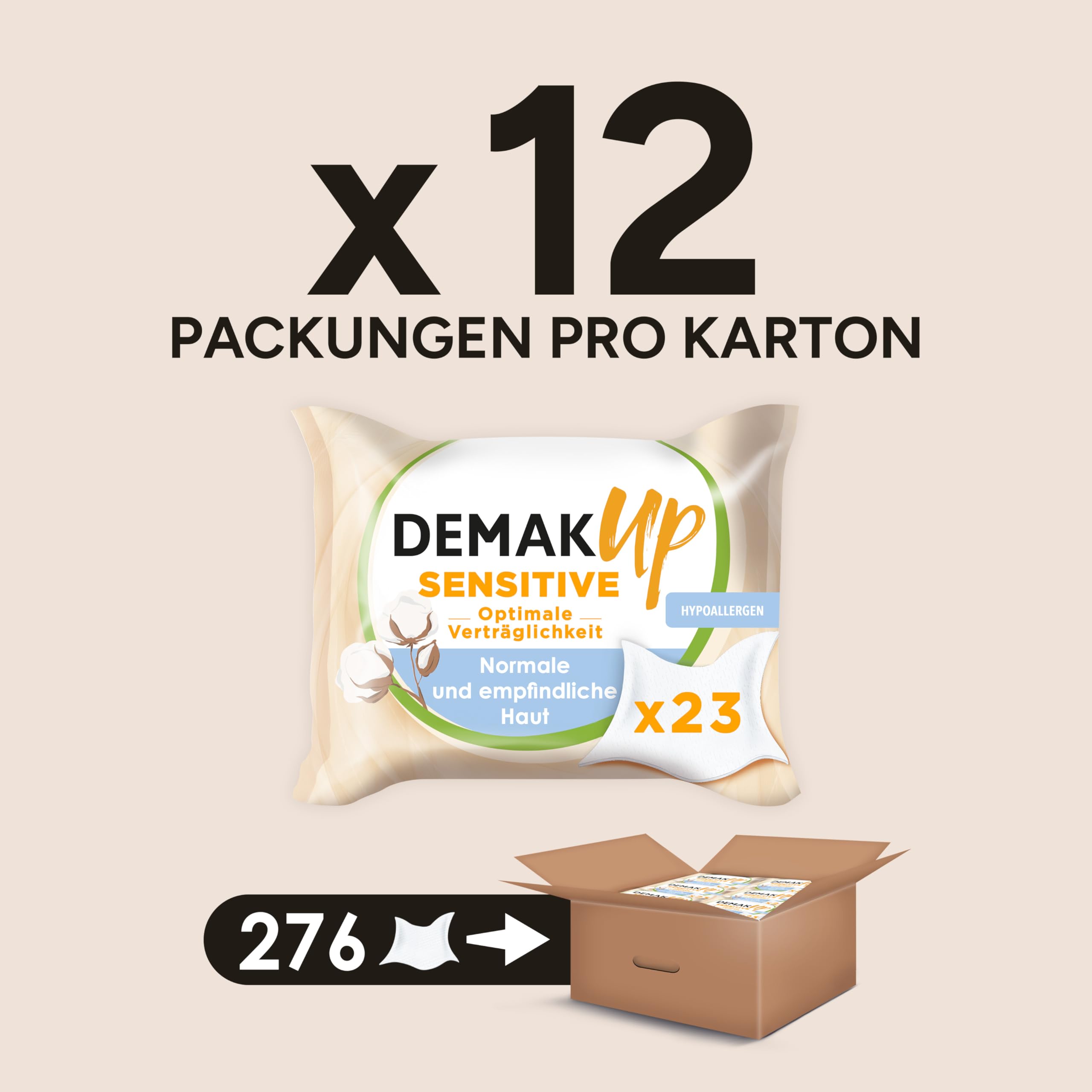 Demak´Up Sensitive płatki kosmetyczne okrągłe 12/1x23, 2,4 ml