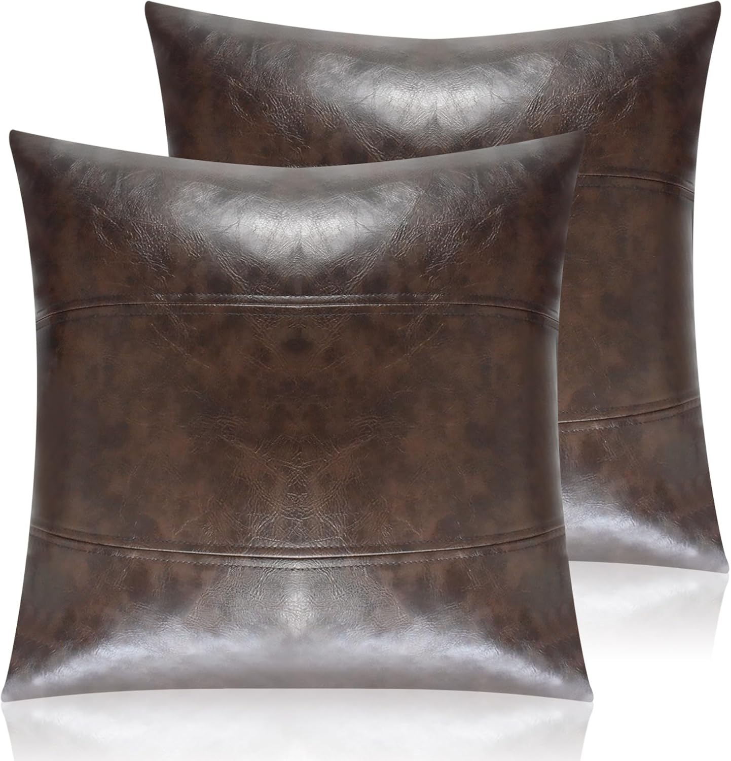 Faux Leather Throw Pillow Cover 22X22 Set of 2 Inch Outdoor Modern Farmhouse Solid Decorative Pillow Covers for Room Couch Living Bedroom Bed Sofa