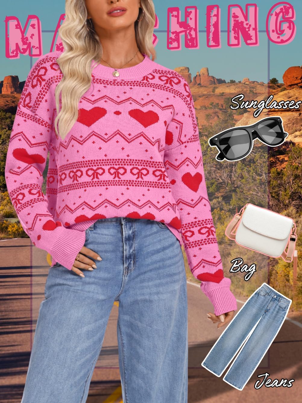 Heart Patterned Sweater for Women - Image 3