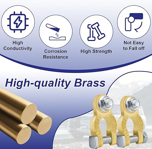 Miniatura 4 de Conectores de terminal de batería 1 par, terminales de poste de batería de latón, adaptador de terminal de batería con almohadilla para