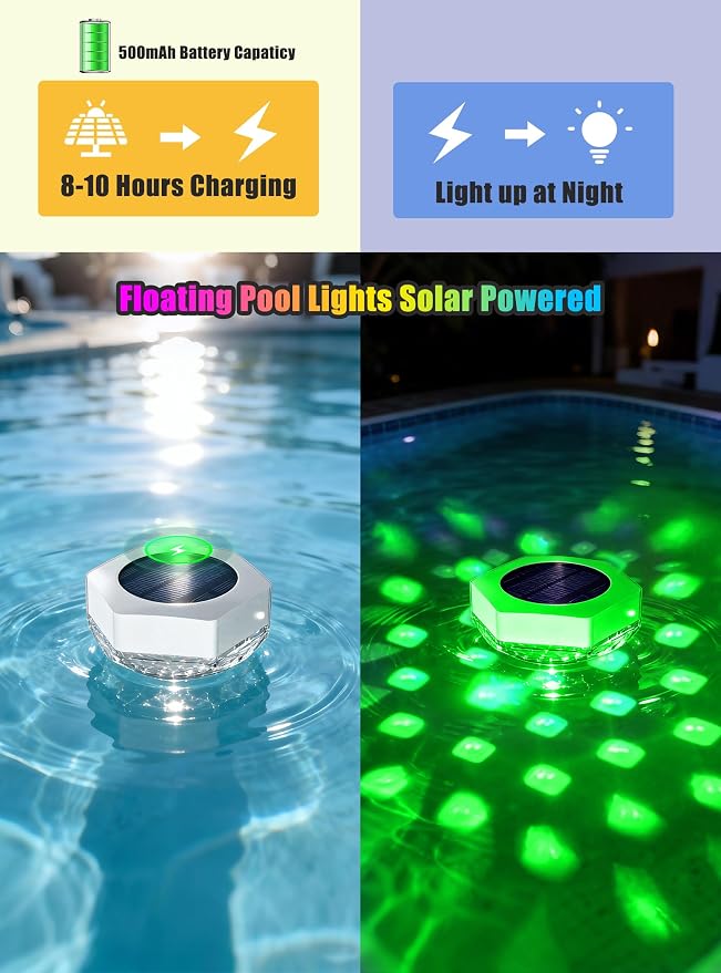 Luz flotante solar para piscina, LED multicolor con control remoto miniatura 4