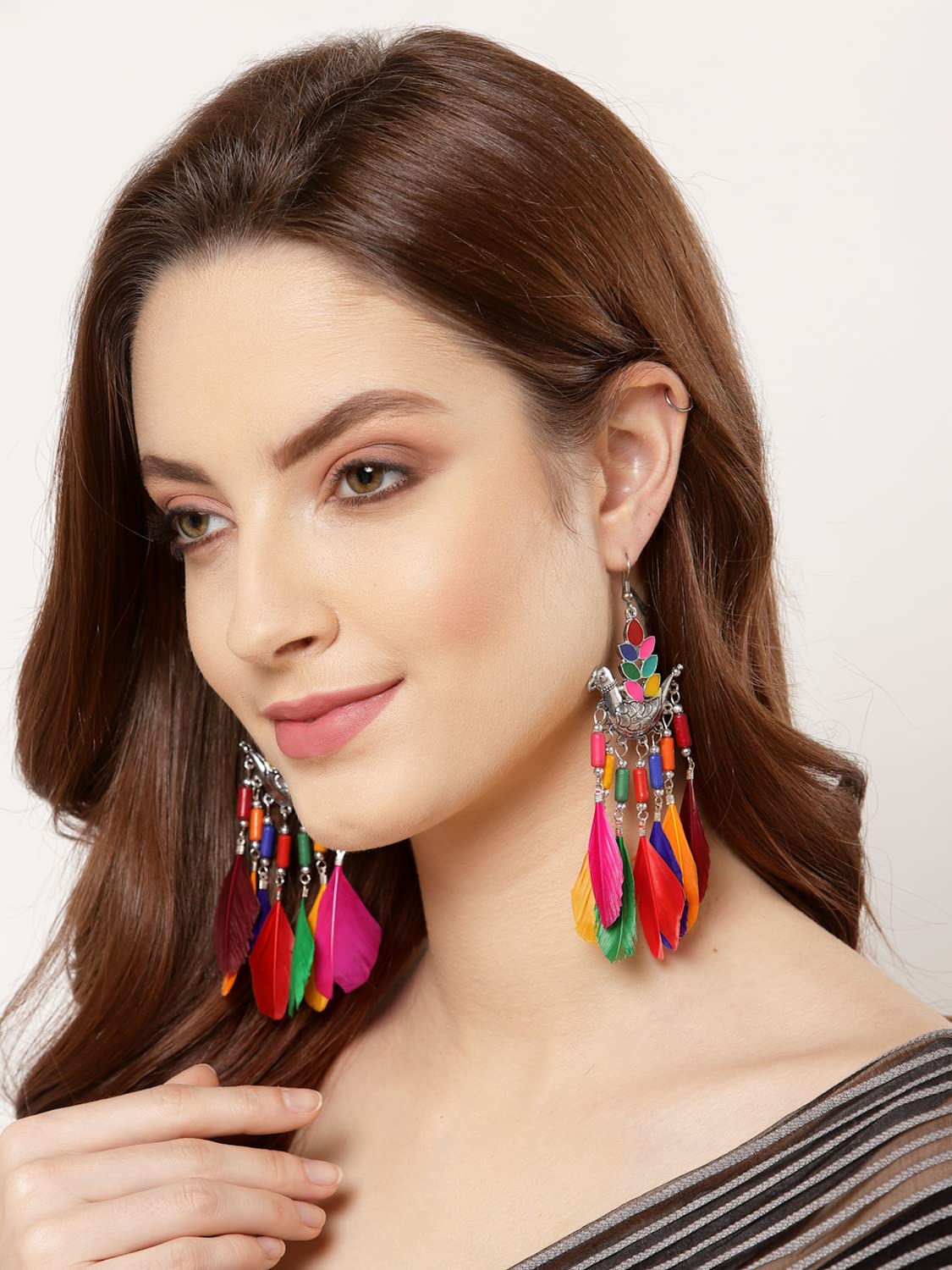 Stylish Oxidised Feather Earrings for Women
