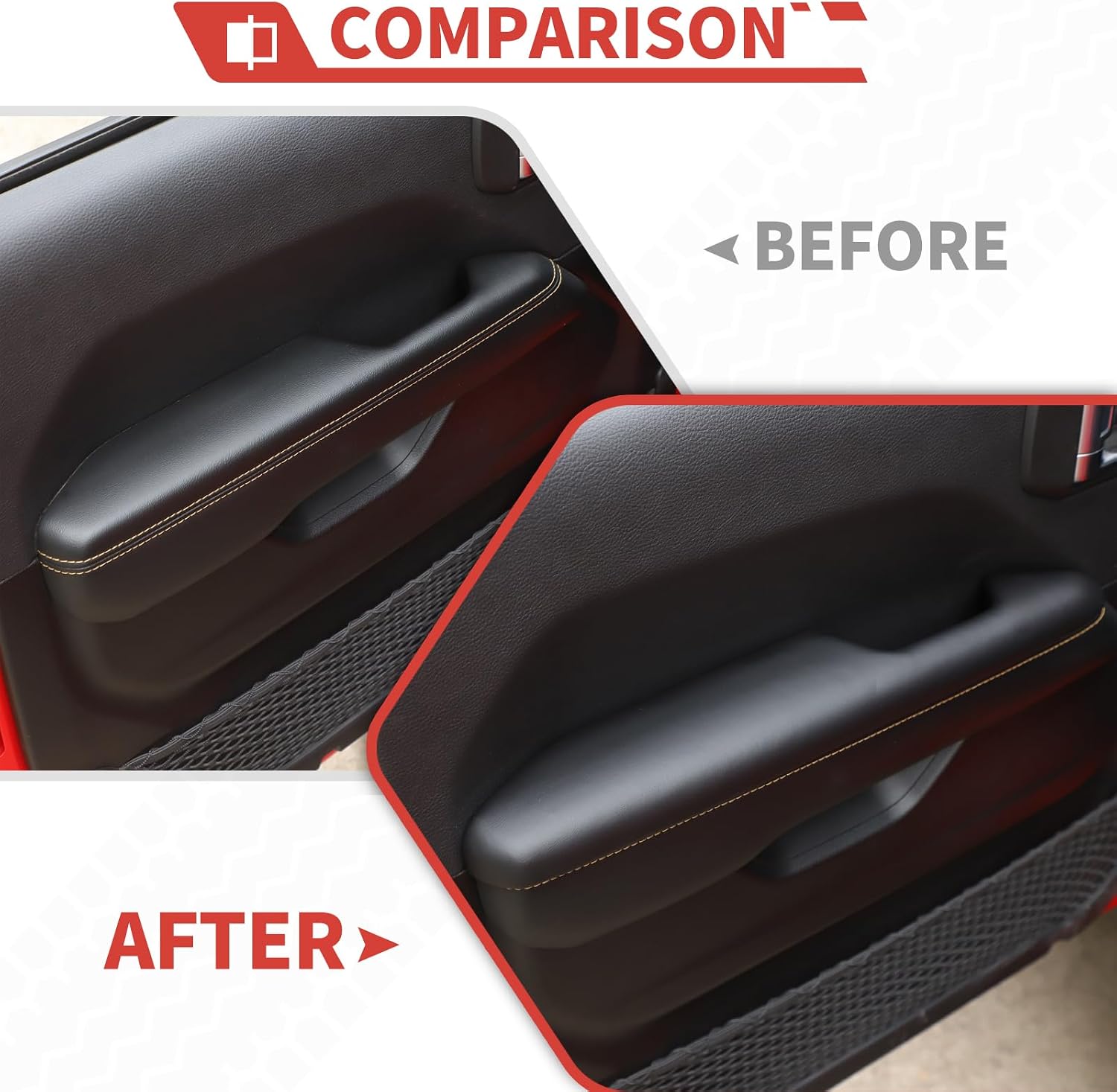 Interior Door Handle Armrest Panel fit for Jeep Wrangler JLU/Gladiator JT 2018+ 4-Doors Inner Door Pull Handle Cover,Leather