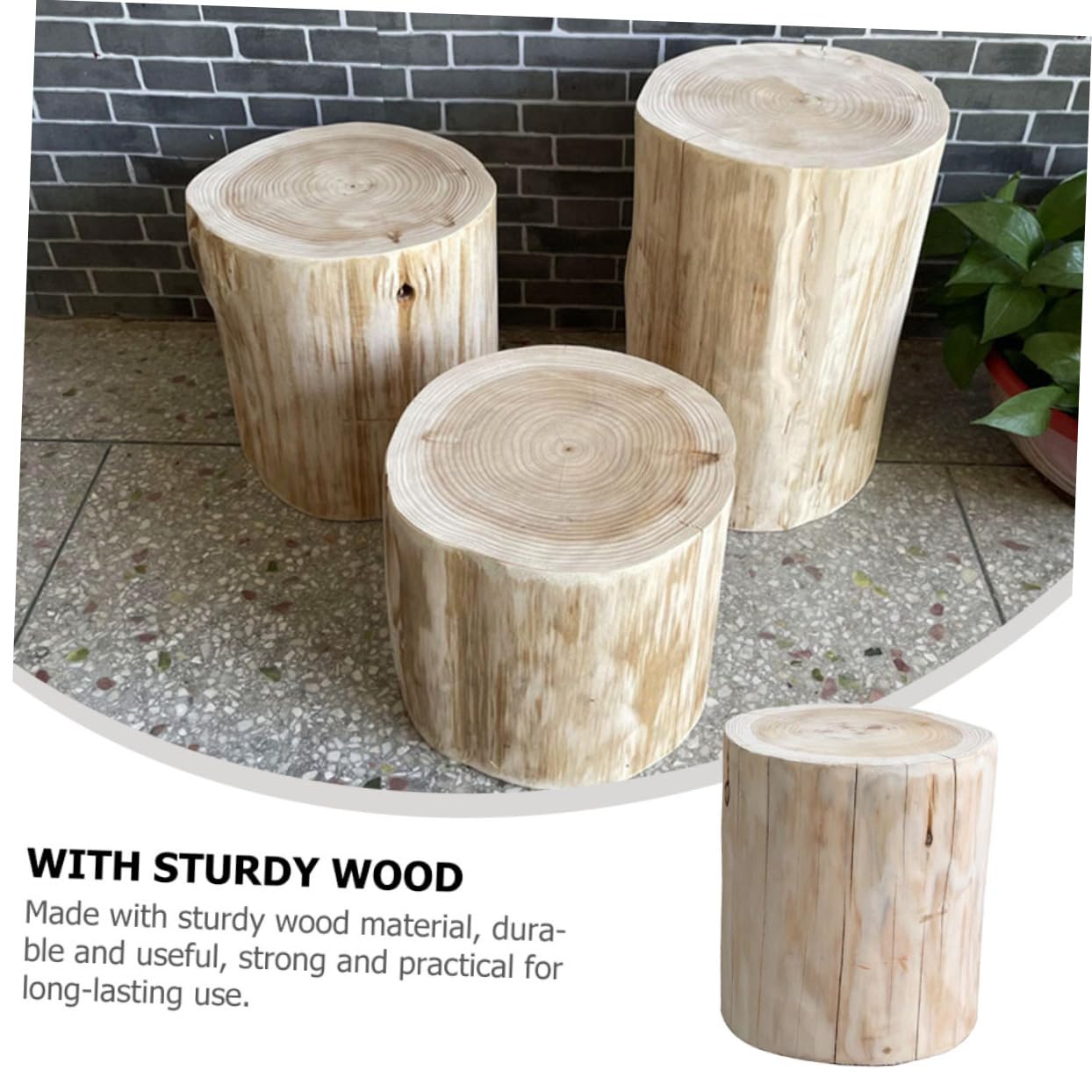 PartyKindom Taburete Pequeño de Madera Maciza Multiusos para Exterior E Interior Superficie Lisa y Diseño Natural Adecuado como Mesita de Noche o Banco Decorativo