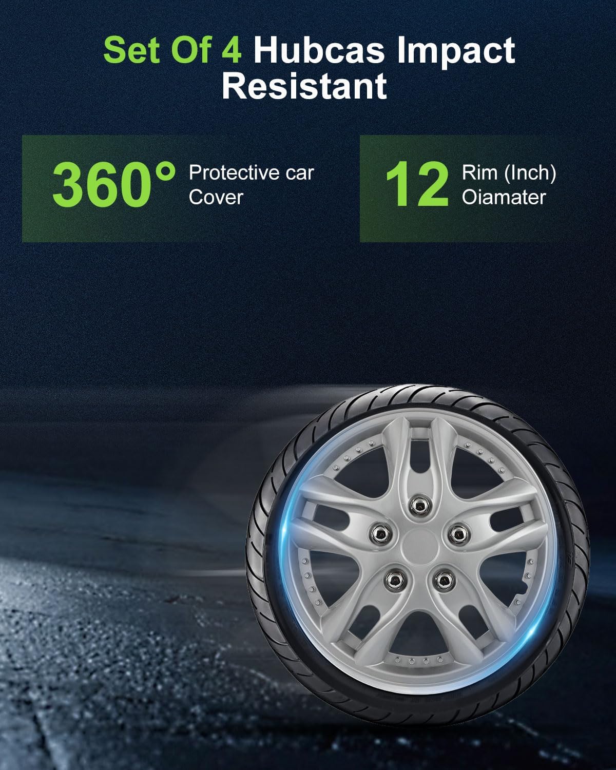 SCITOO 4pcs Set of 12-Inch Silver Hubcaps can be Easily Installed on Car Truck SUV,Suitable for a Variety of Models,Beautiful and Rust-Proof