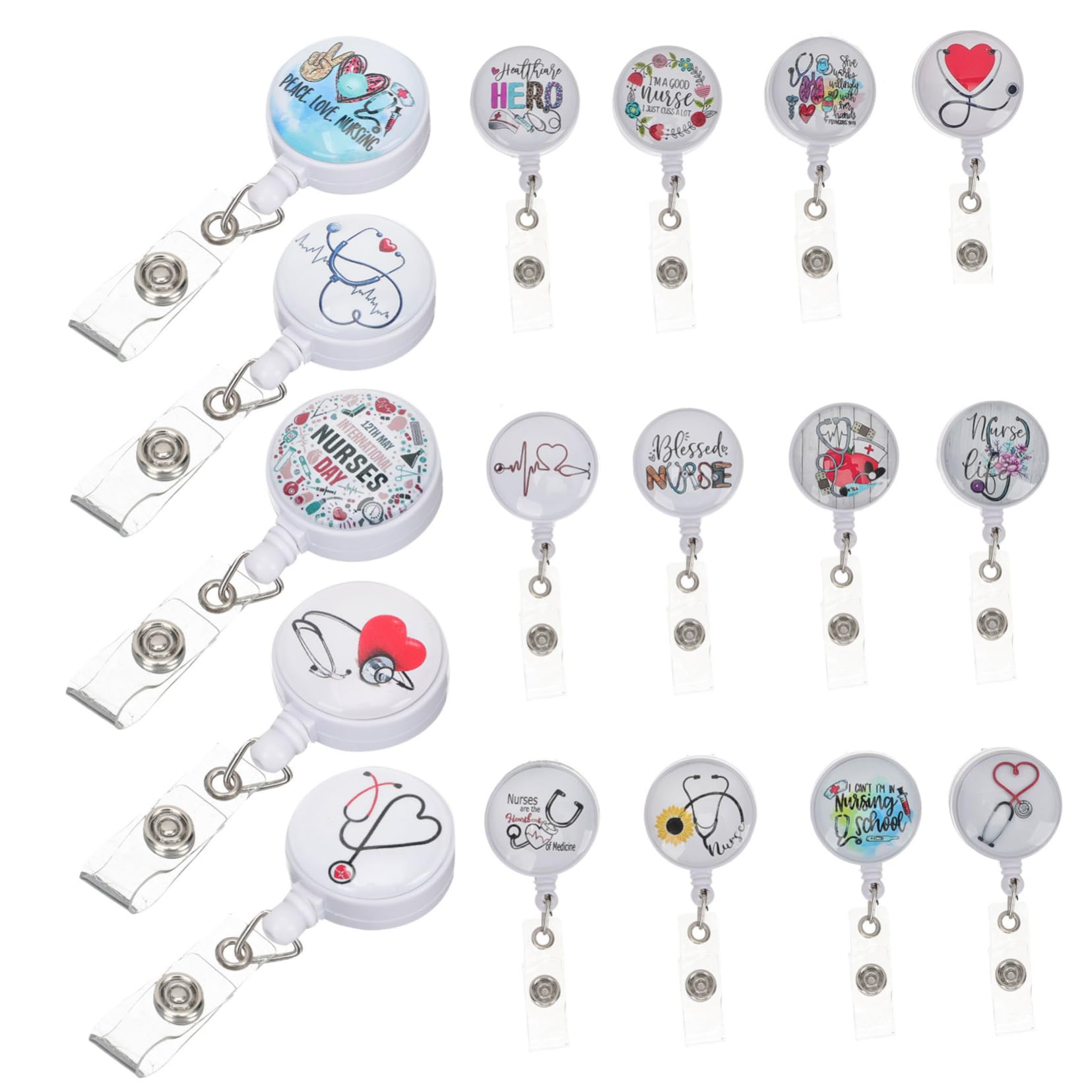 Porte-badge rétractable Ciieeo lot de 17 clips réutilisables anti-perte de clés - 8