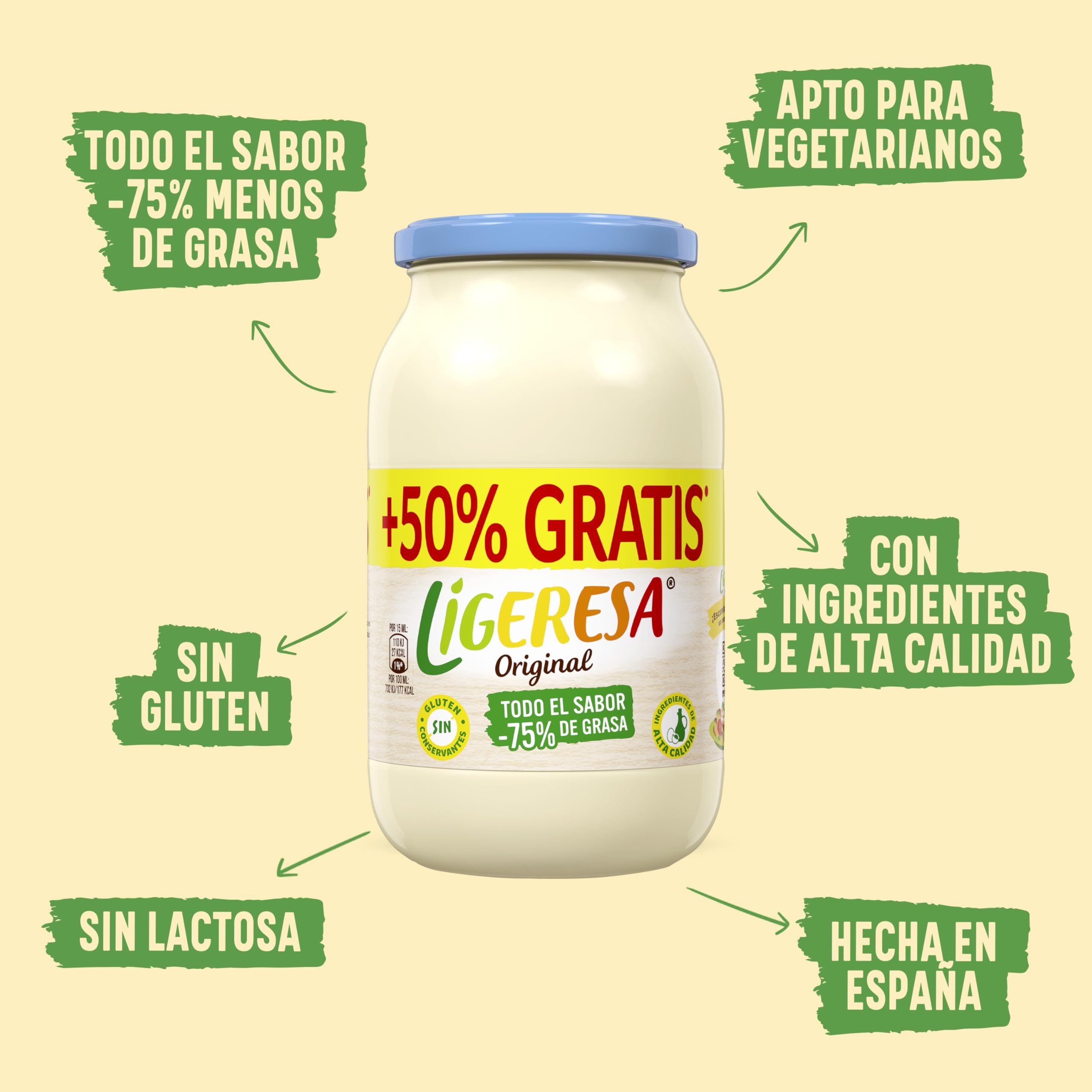 Mayonesa Ligeresa Tarro Familiar 425 ml + 225 ml Pack Ahorro