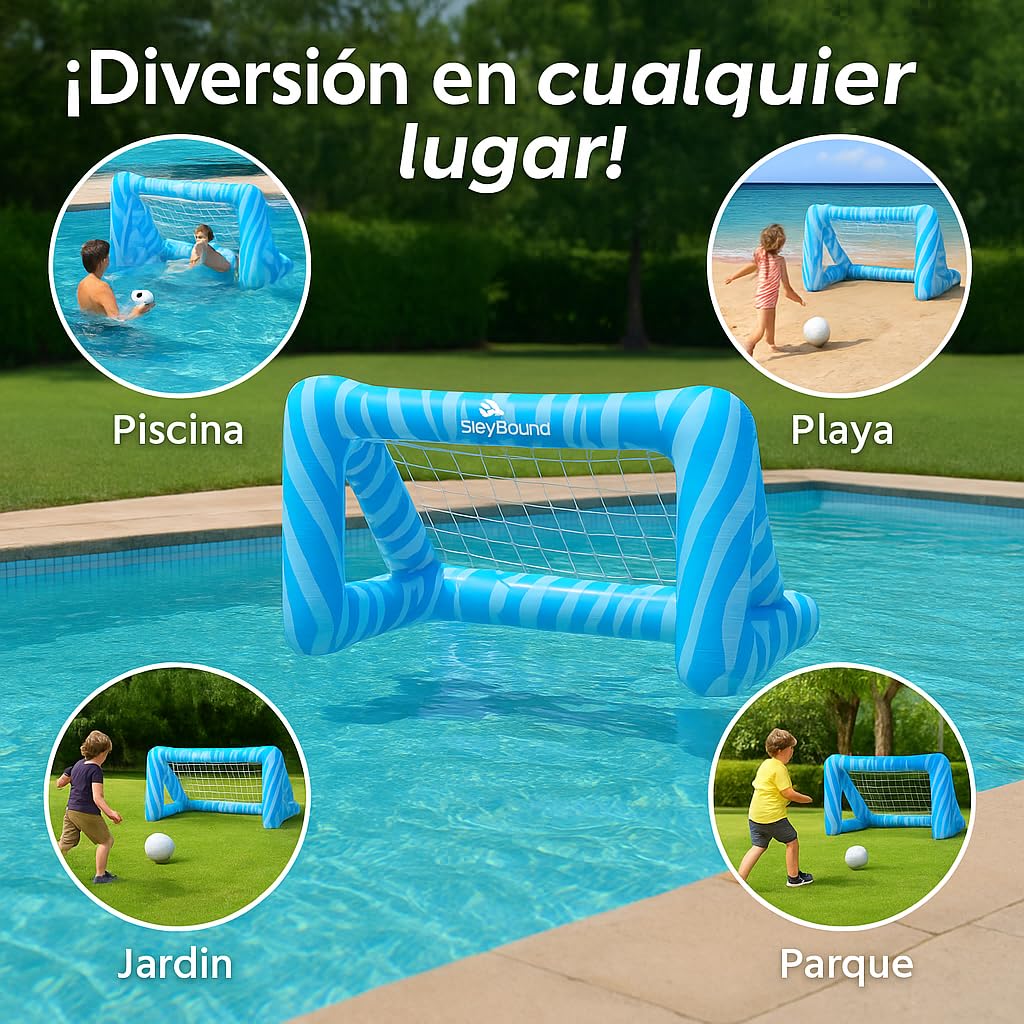 SkyBound - 2 porte gonfiabili per bambini, con pallone e borse pesanti, giocattolo sportivo acquatico per piscina, giardino, spiaggia o parco | calcio e giochi all'aperto