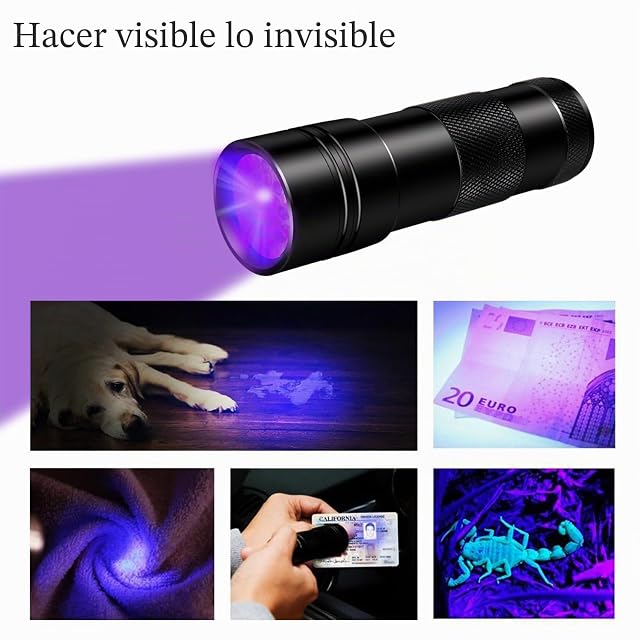 Foto 4 de 6 de INF Linterna de luz negra UV, linterna de 12 LED, luz ultravioleta de 395nm para geocaching