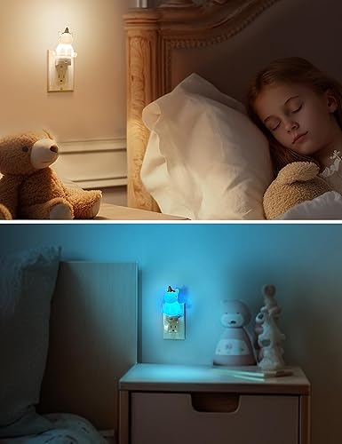 Miniatura 6 de L LOHAS LED Luz nocturna enchufable para niños, bonita luz nocturna LED que cambia de color con sensor de atardecer a amanecer, Navidad, regalo de