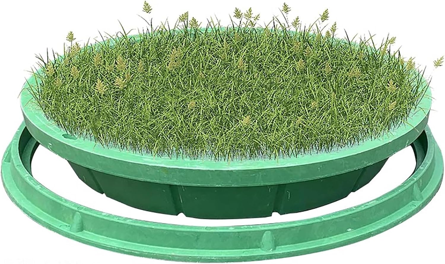 Heavy Duty Septic Tank Lids with Base - Removable Manhole Cover & Frame, 16-39 Inch Diameter, 300kg Load, Durable Resin Inspection Cover (19.6''/50cm)