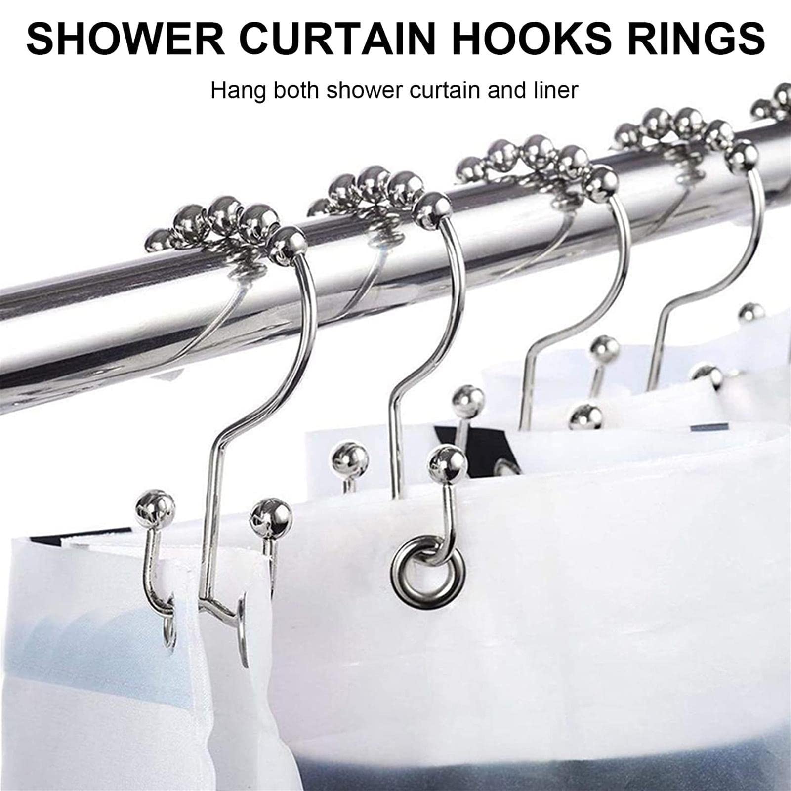 VICASKY Duschvorhang Haken 12er Set - Bunte Gardinenhaken Aus Edelstahl