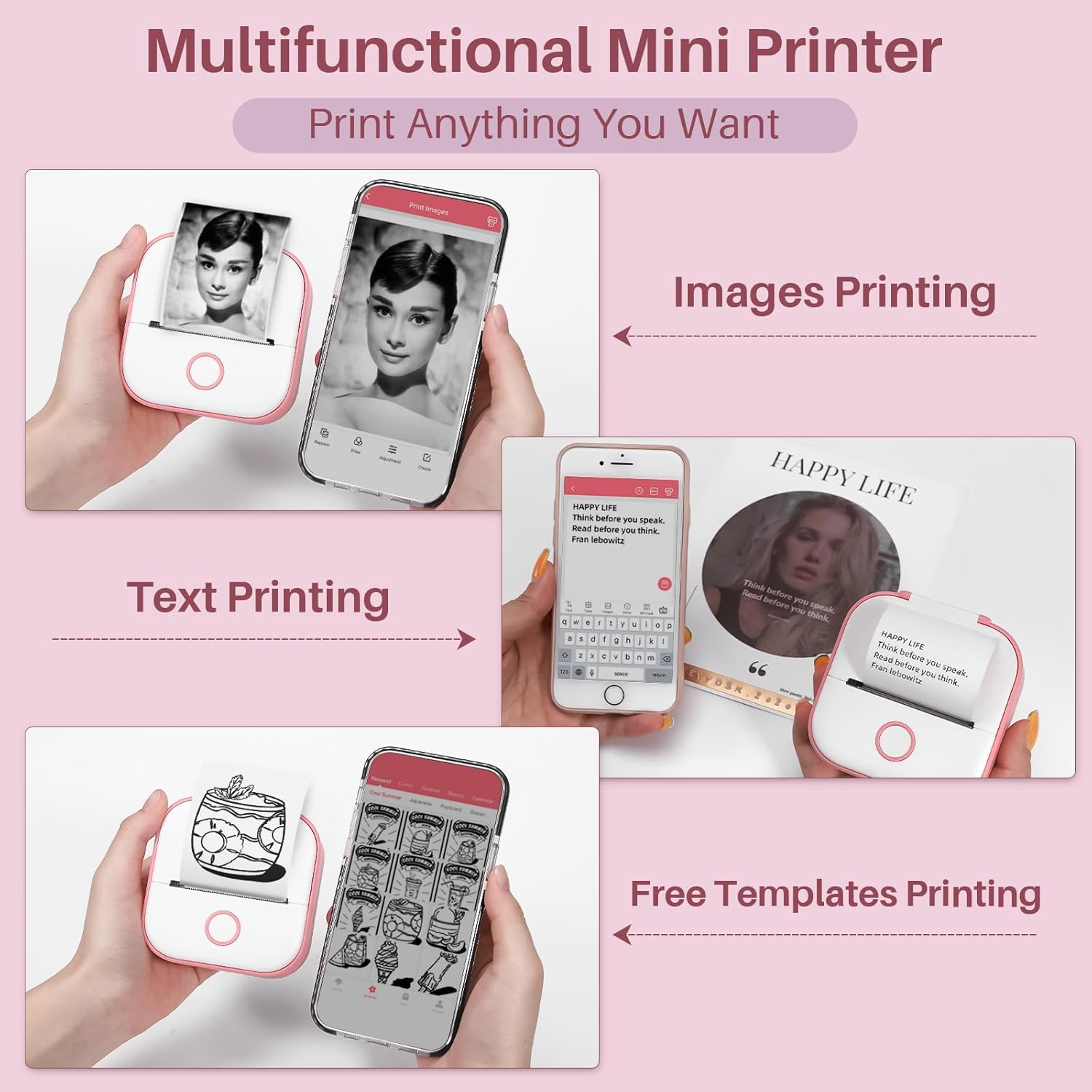 Memoking T02 Mini Sticker Printer - Portable Thermal Inkless Sticker Maker Machine - Bluetooth Phone Printer for Study Graphics, Anatomical Diagrams, Photos, Students