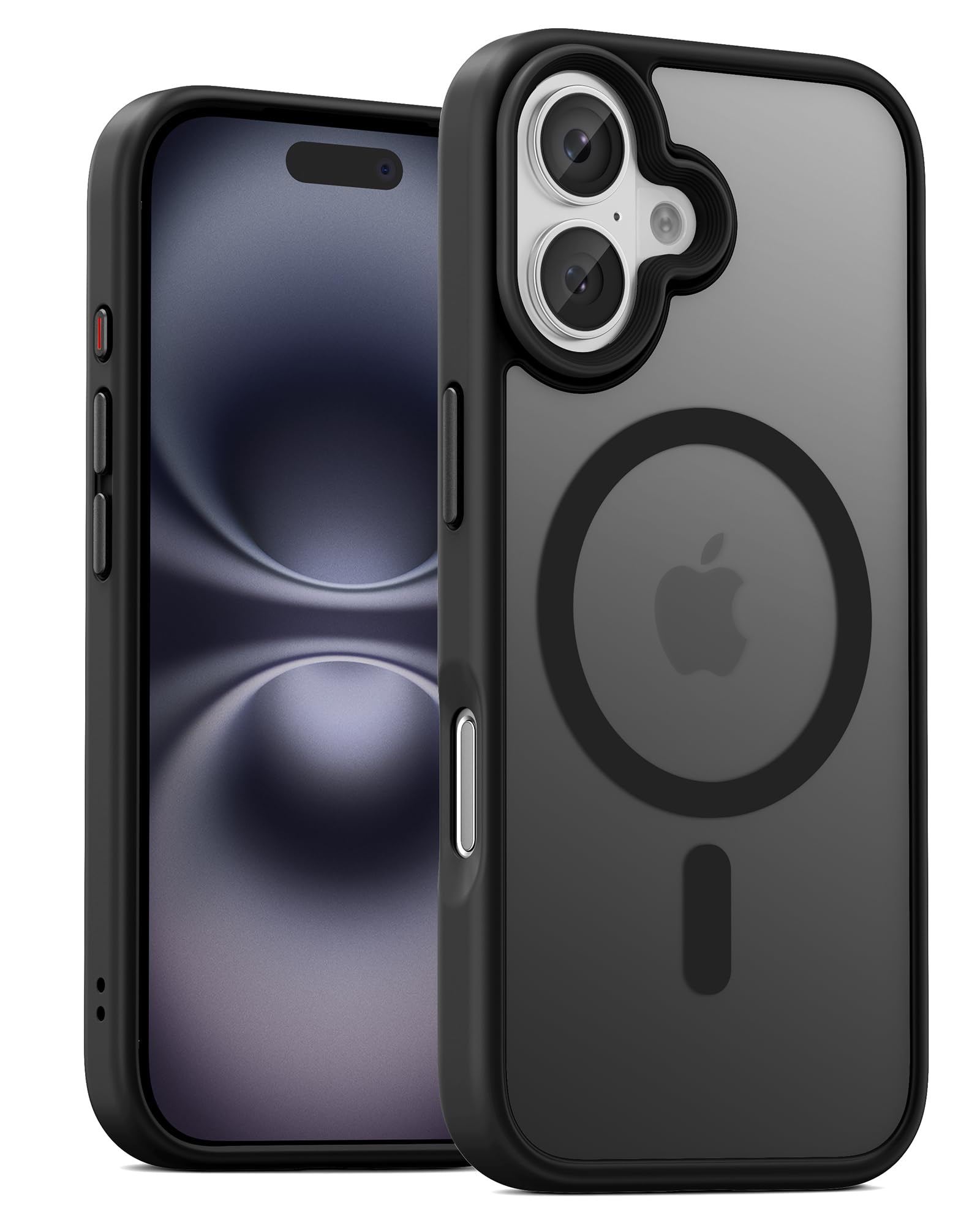 UNBREAKcable für iPhone 16 Hülle für MagSafe, Vollständiger Kameraschutz, Eingebauter Magnetring, Stoßfest Kratzfest Transluzente Matt Handyhülle für iPhone 16 Case 6,1 Zoll, Schwarz