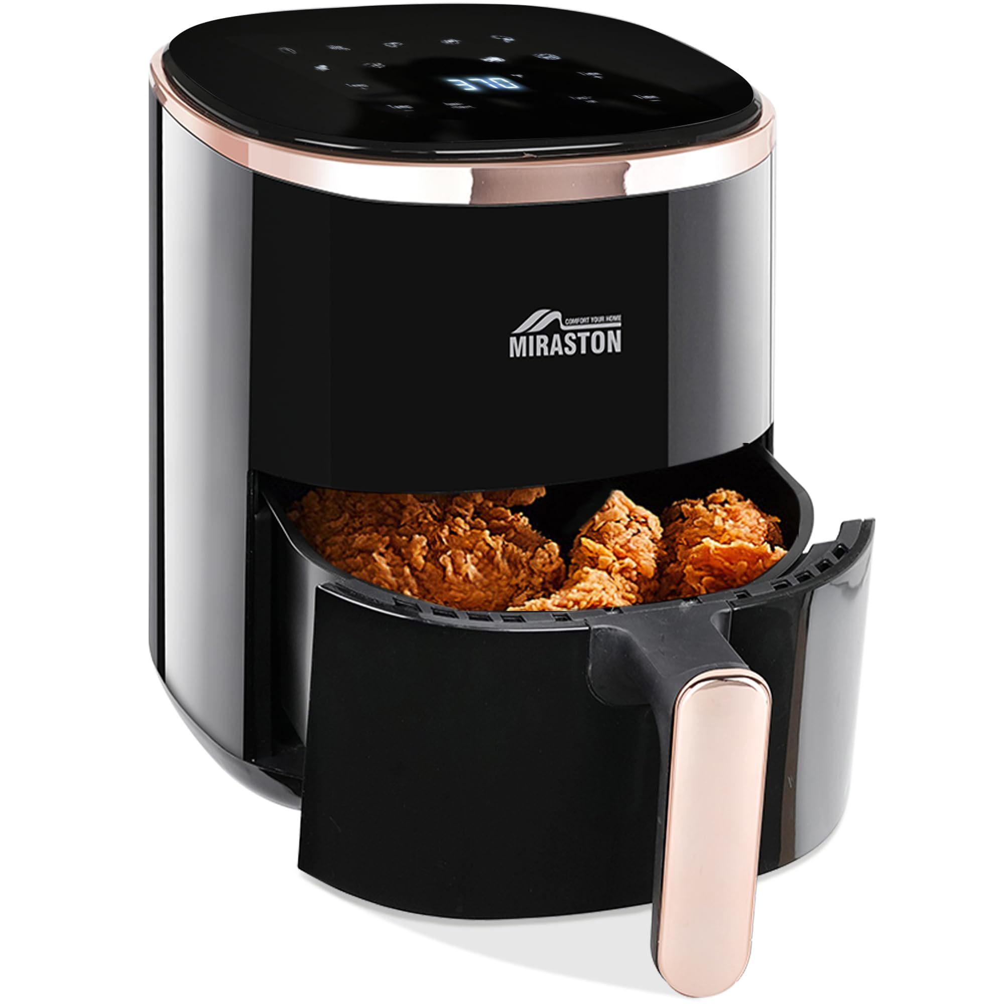 3.6QT Touchscreen Air Fryer, Black, 8-in-1 Preset Functions, Oil-Free Healthy Cooking, Fast & Easy to Clean, Perfect for Family Meals (Black)