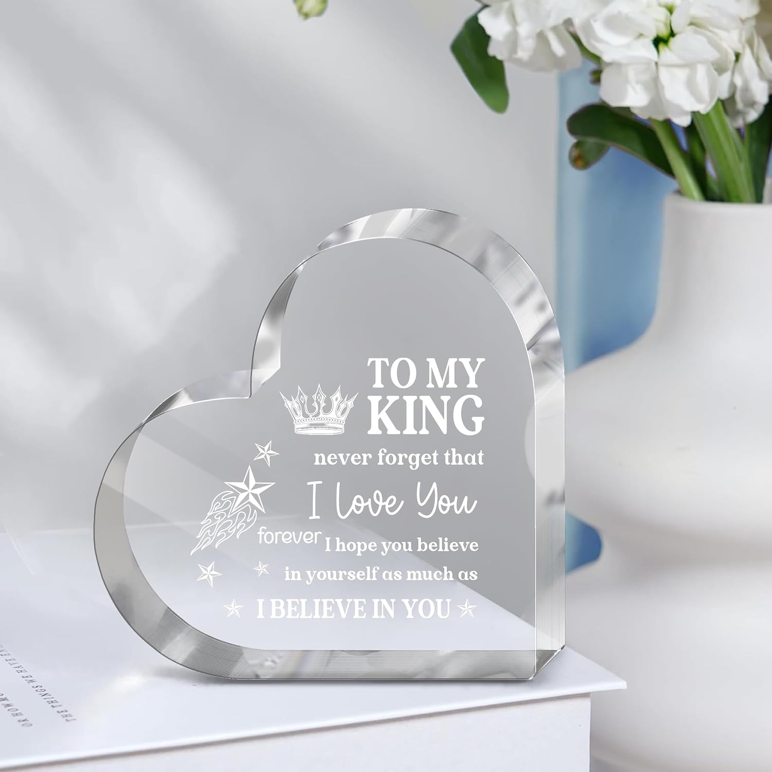 GOSSBY Transparent Custom Plaque To My King, Never Forget That I Love You Gifts for Boyfriend, Valentines Day Gifts for Him Husband Boyfriend Gifts - I Love You Mens Romantic Valentines Anniversary Ke