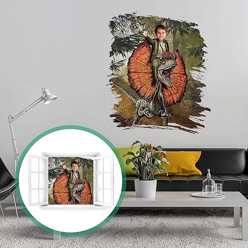 Miniatura 5 de Calcomanía de pared personalizada del alfabeto de dinosaurio, calcomanías de pared de dinosaurios personalizadas para habitación de niños,