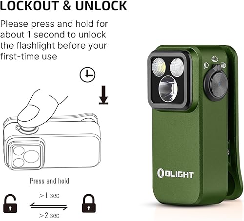 Miniatura 5 de OLIGHT Oclip Pro EDC linterna con clip, recargable de 500 lúmenes con tres soluciones de iluminación con carga tipo C, luces de flash magnéticas